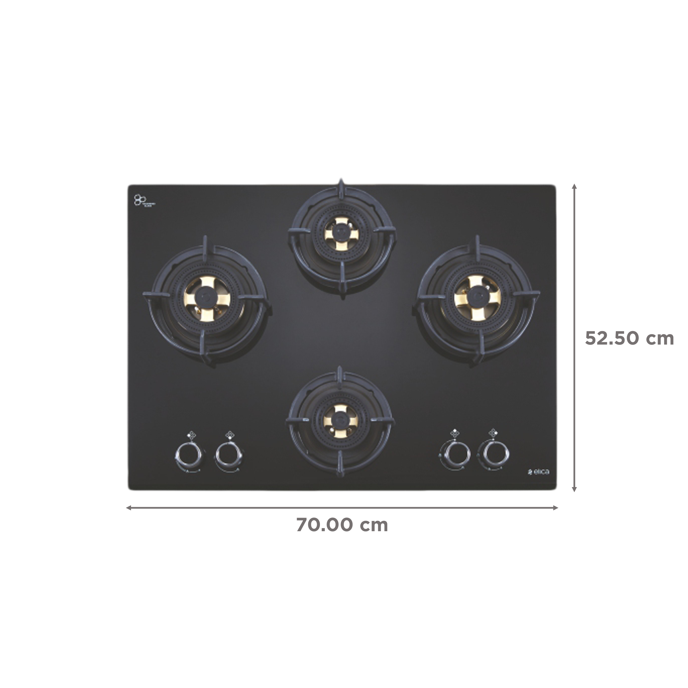 Elica DFS FB MFC 4B 70 DX Glass Top 4 Burner Automatic Hob (Round Enamelled Grid, Black)_2