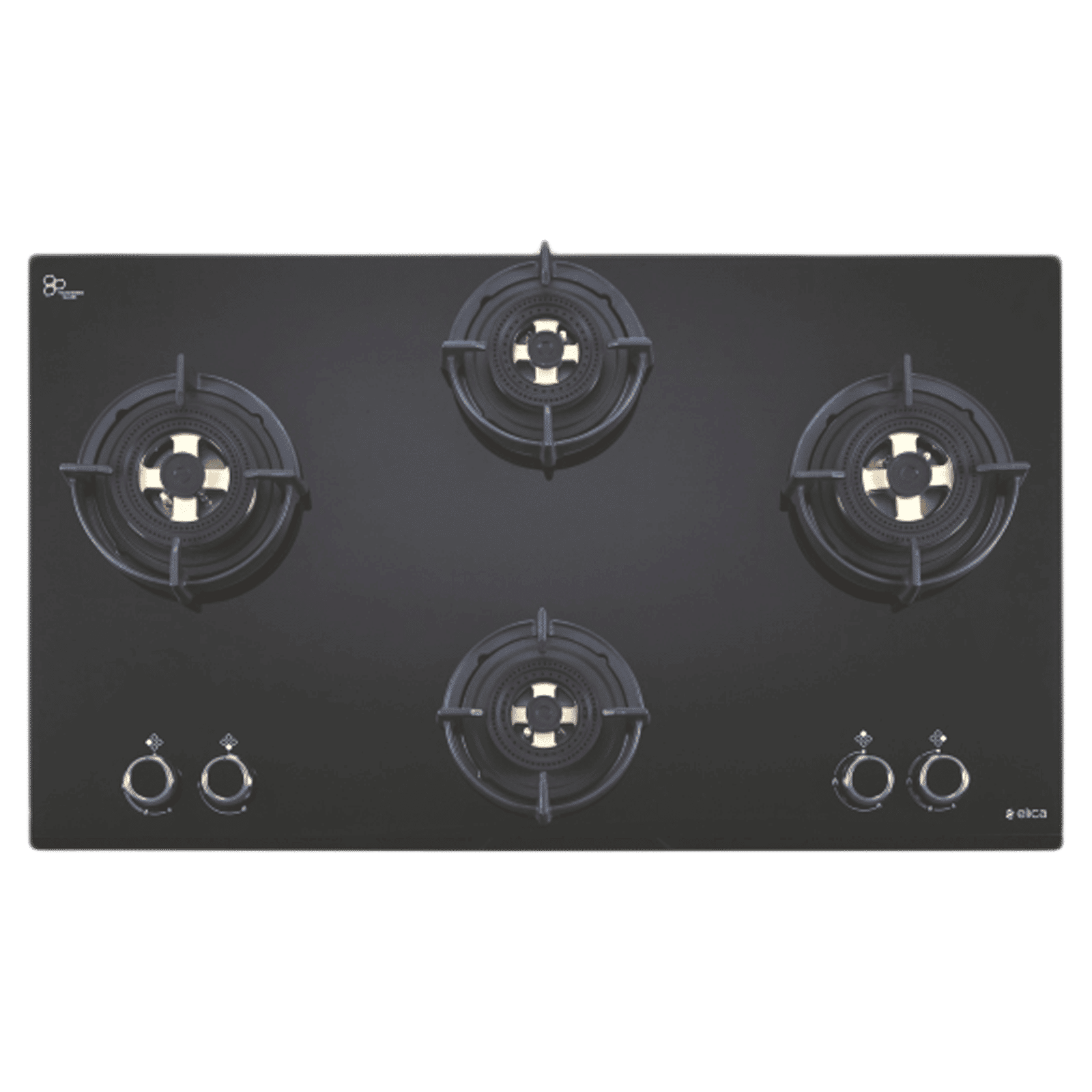 Elica DFS FB MFC 4B 91 DX Glass Top 4 Burner Automatic Hob (Round Enamelled Grid, Black)_1
