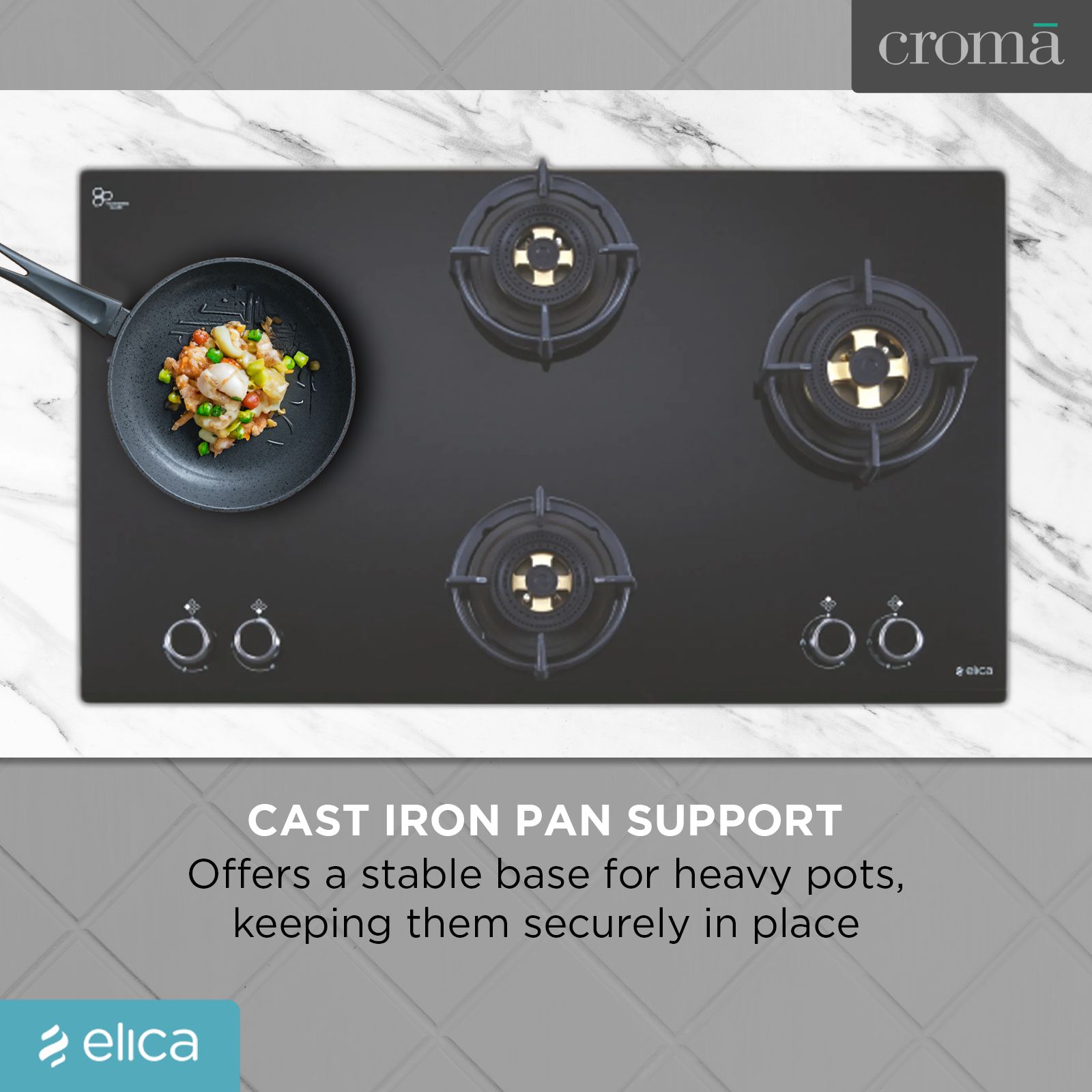 Elica DFS FB MFC 4B 91 DX Glass Top 4 Burner Automatic Hob (Round Enamelled Grid, Black)_7