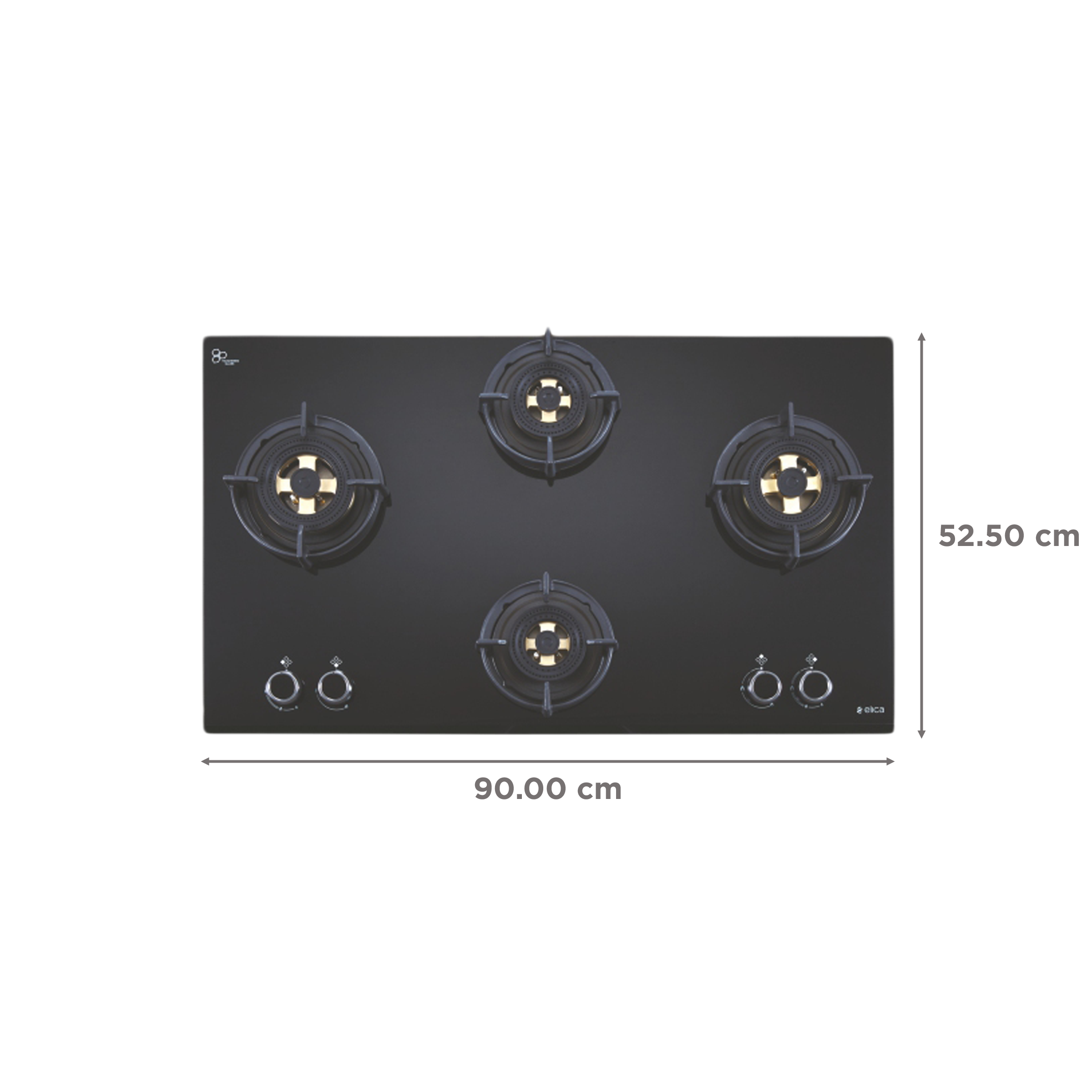 Elica DFS FB MFC 4B 91 DX Glass Top 4 Burner Automatic Hob (Round Enamelled Grid, Black)_2
