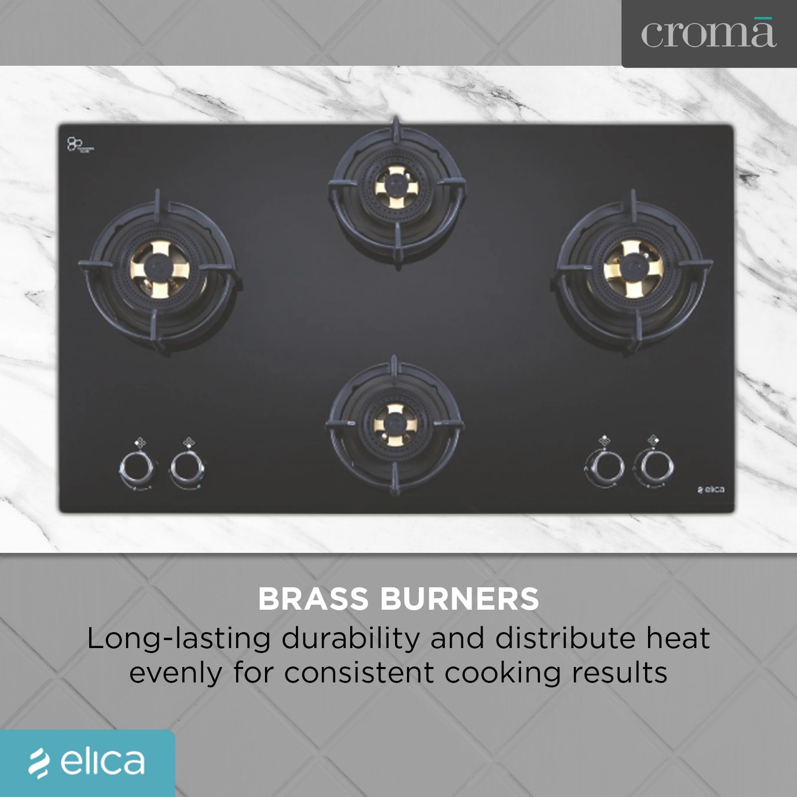 Elica DFS FB MFC 4B 91 DX Glass Top 4 Burner Automatic Hob (Round Enamelled Grid, Black)_5