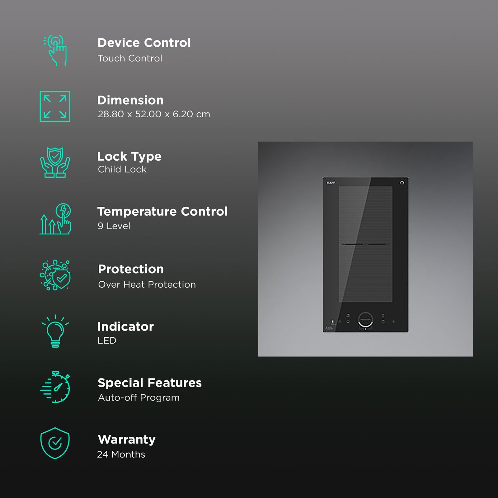 KAFF IND 32 Double Induction Hob with 9 Power Setting_3