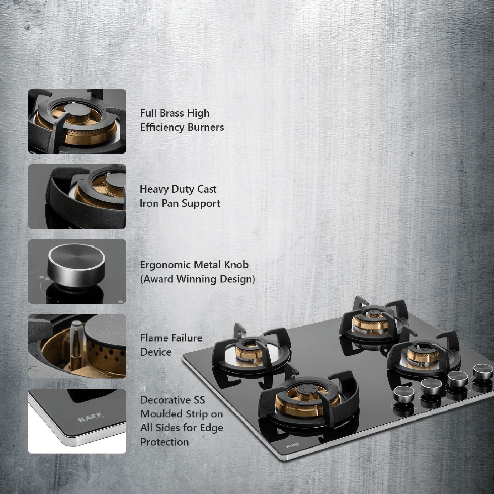 KAFF BLH 604 Tempered Glass Top 4 Burner Automatic Electric Hob (Flame Failure Device, Black)_14