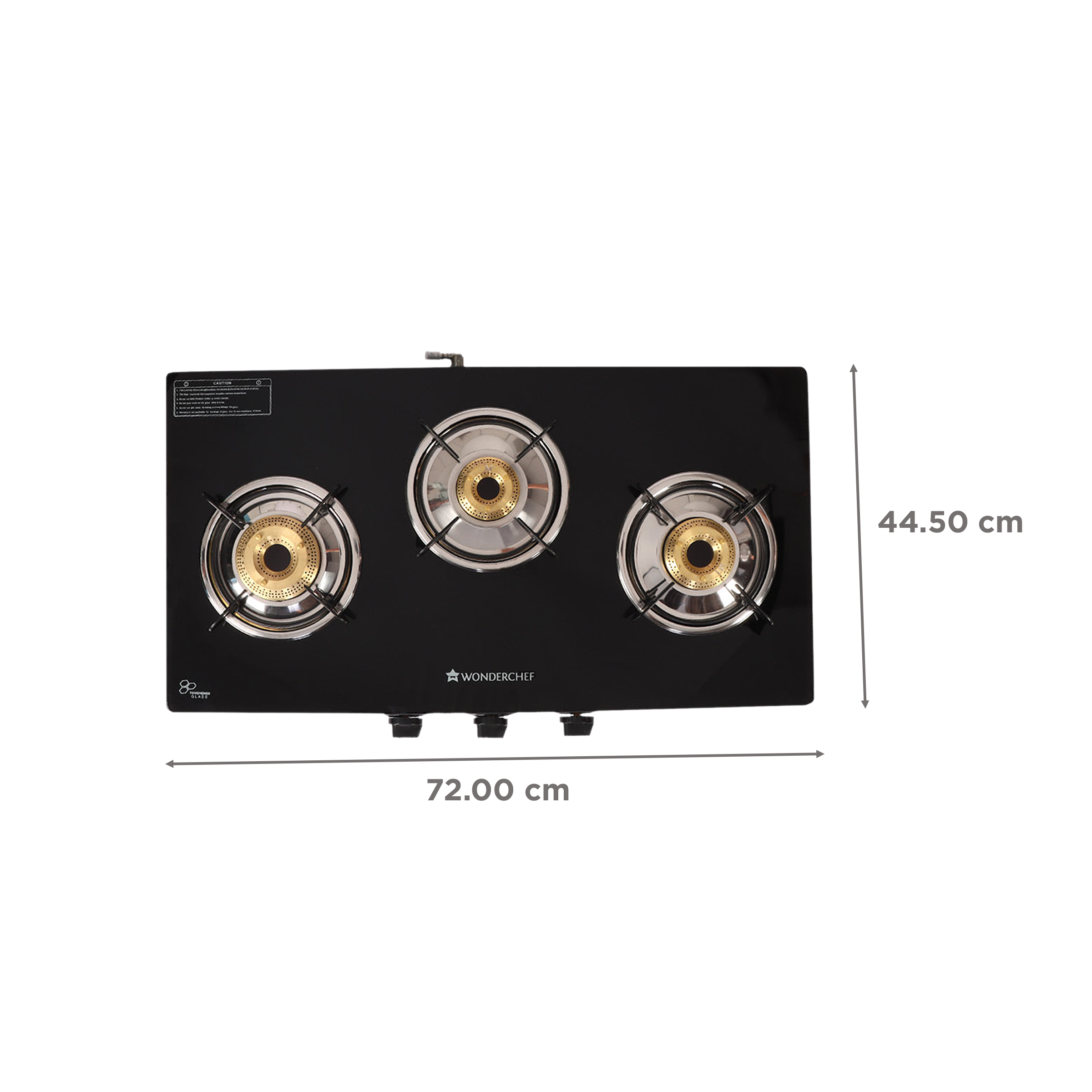 WONDERCHEF Glory Toughened Glass Top 3 Burner Manual Gas Stove (Heat Resistant Legs, Black)_2