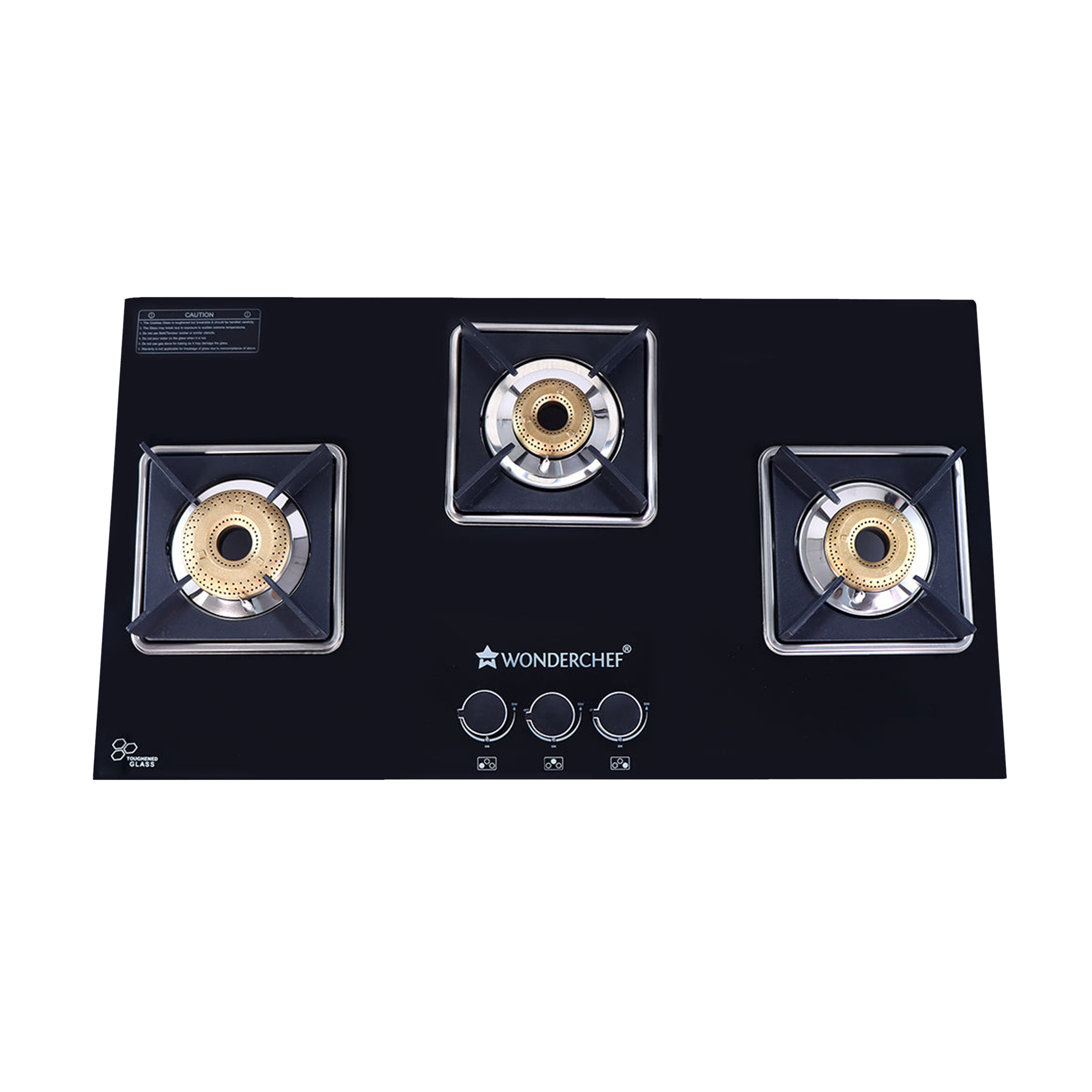 WONDERCHEF Octavia Toughened Glass Top 3 Burner Automatic Hob (Heat Resistant Legs, Black)_1