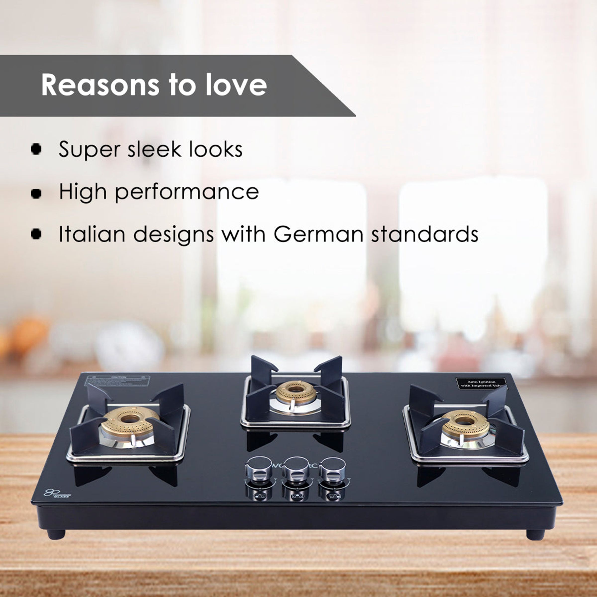 WONDERCHEF Octavia Toughened Glass Top 3 Burner Automatic Hob (Heat Resistant Legs, Black)_14