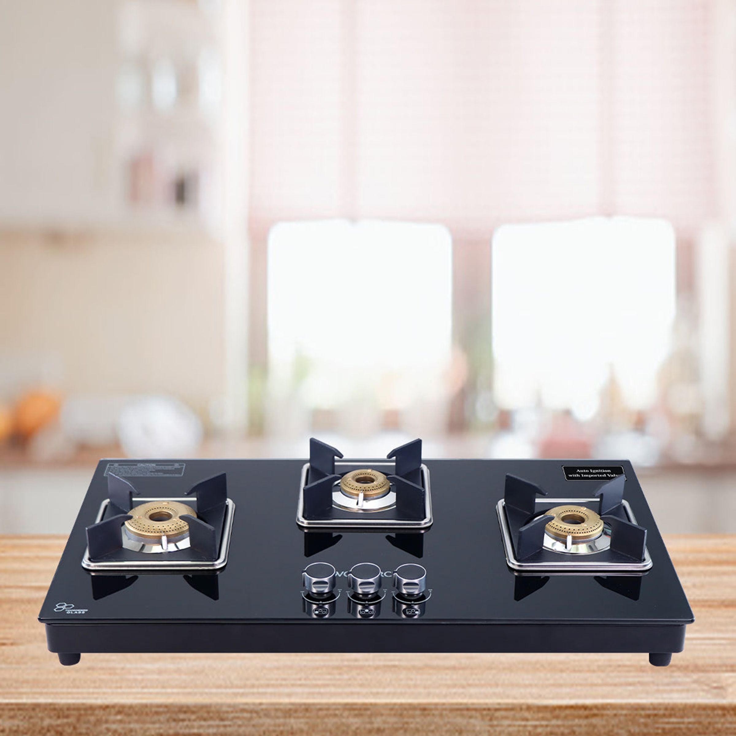 WONDERCHEF Octavia Toughened Glass Top 3 Burner Automatic Hob (Heat Resistant Legs, Black)_7
