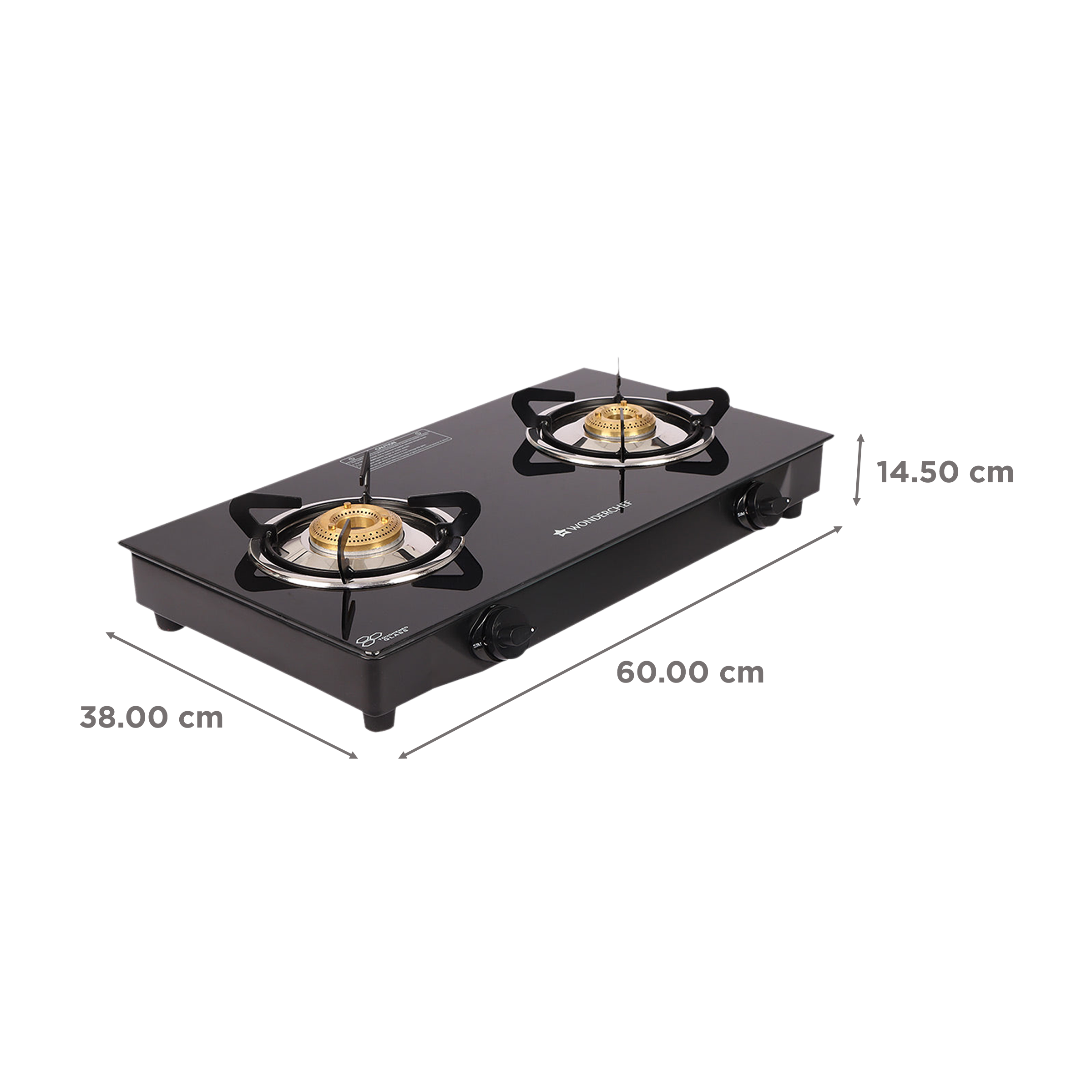 WONDERCHEF Glory Toughened Glass Top 2 Burner Manual Gas Stove (Heat Resistant Legs, Black)_2