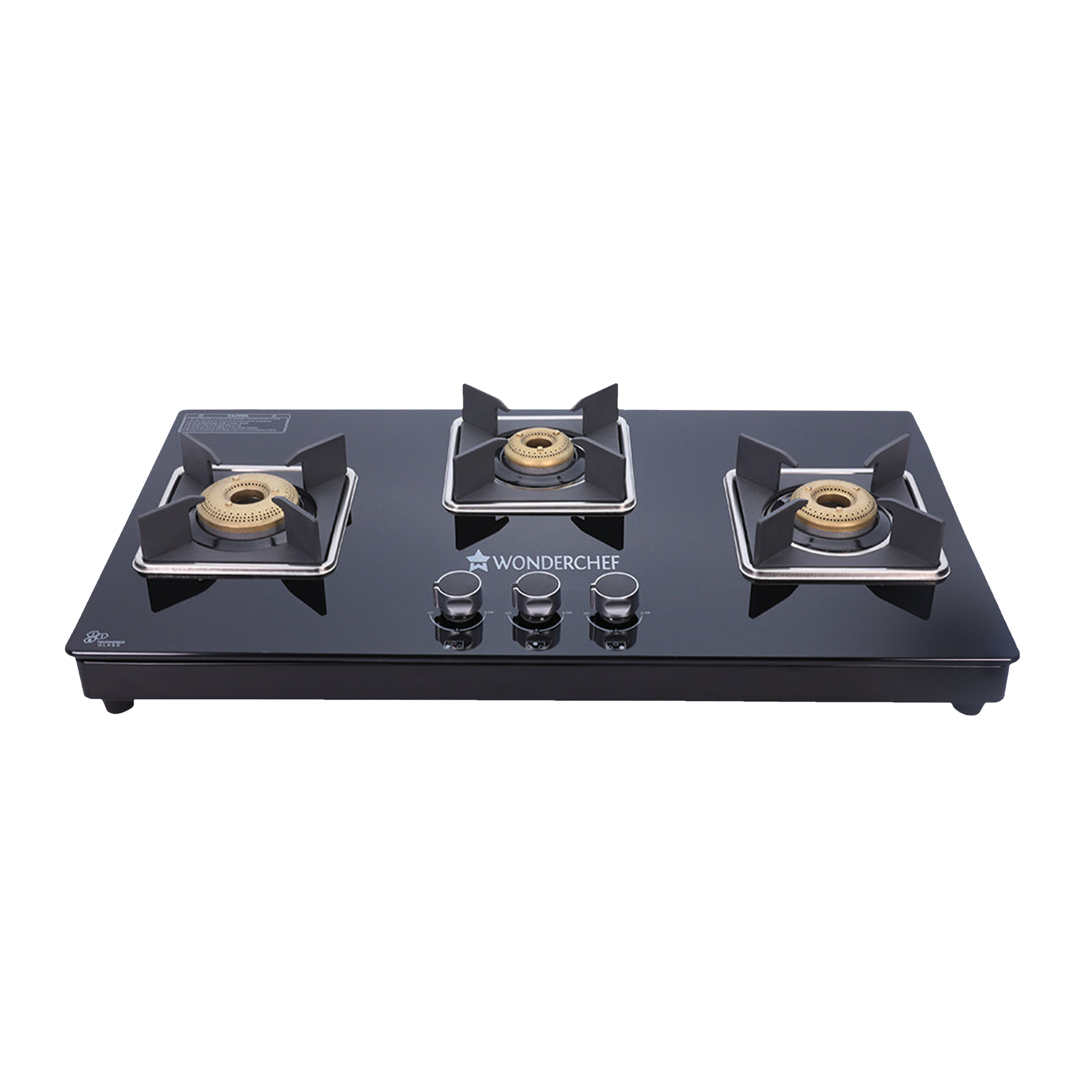 WONDERCHEF Octavia Toughened Glass Top 3 Burner Manual Hob (Heat Resistant Legs, Black)_1