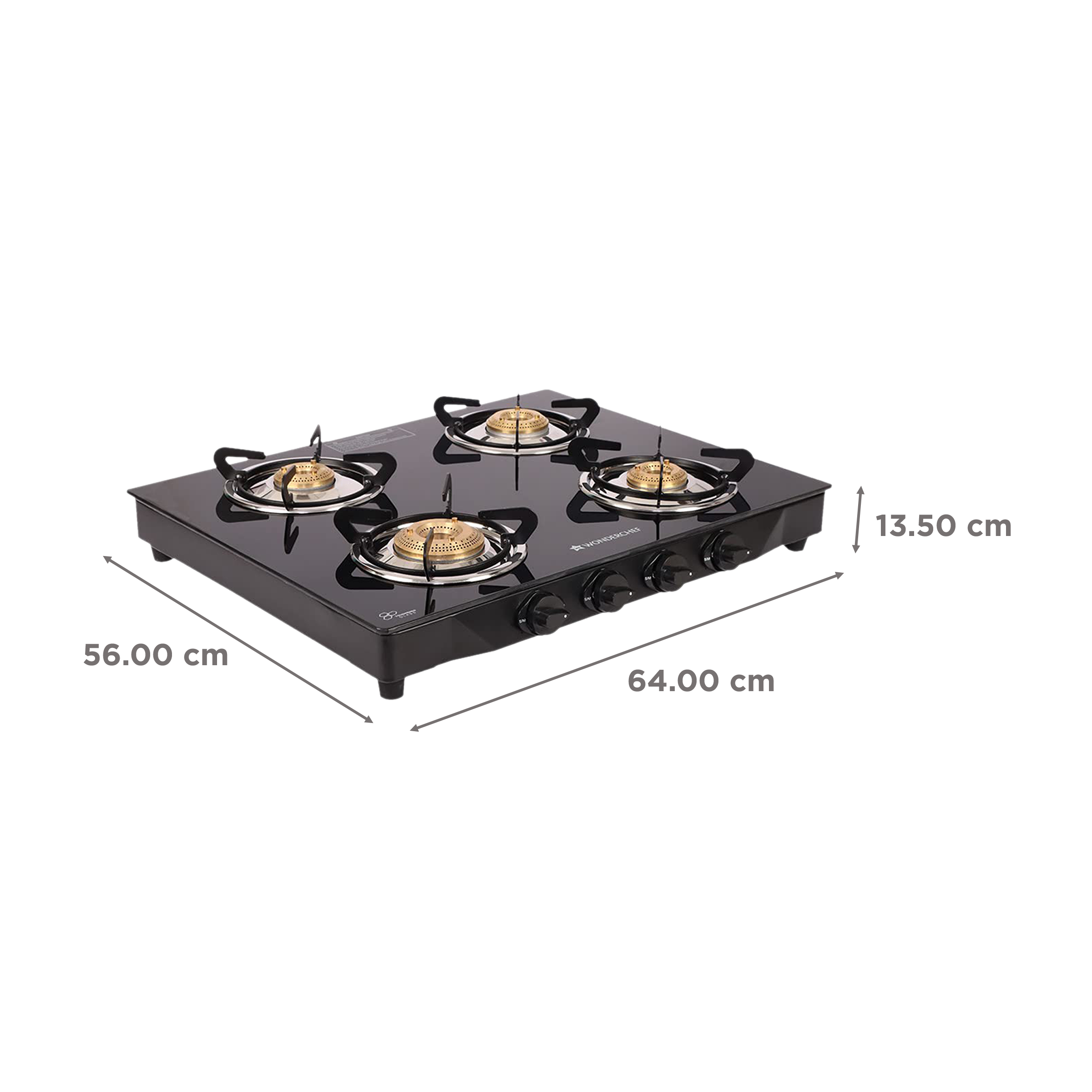WONDERCHEF Glory Toughened Glass Top 4 Burner Manual Gas Stove (Heat Resistant Legs, Black)_2