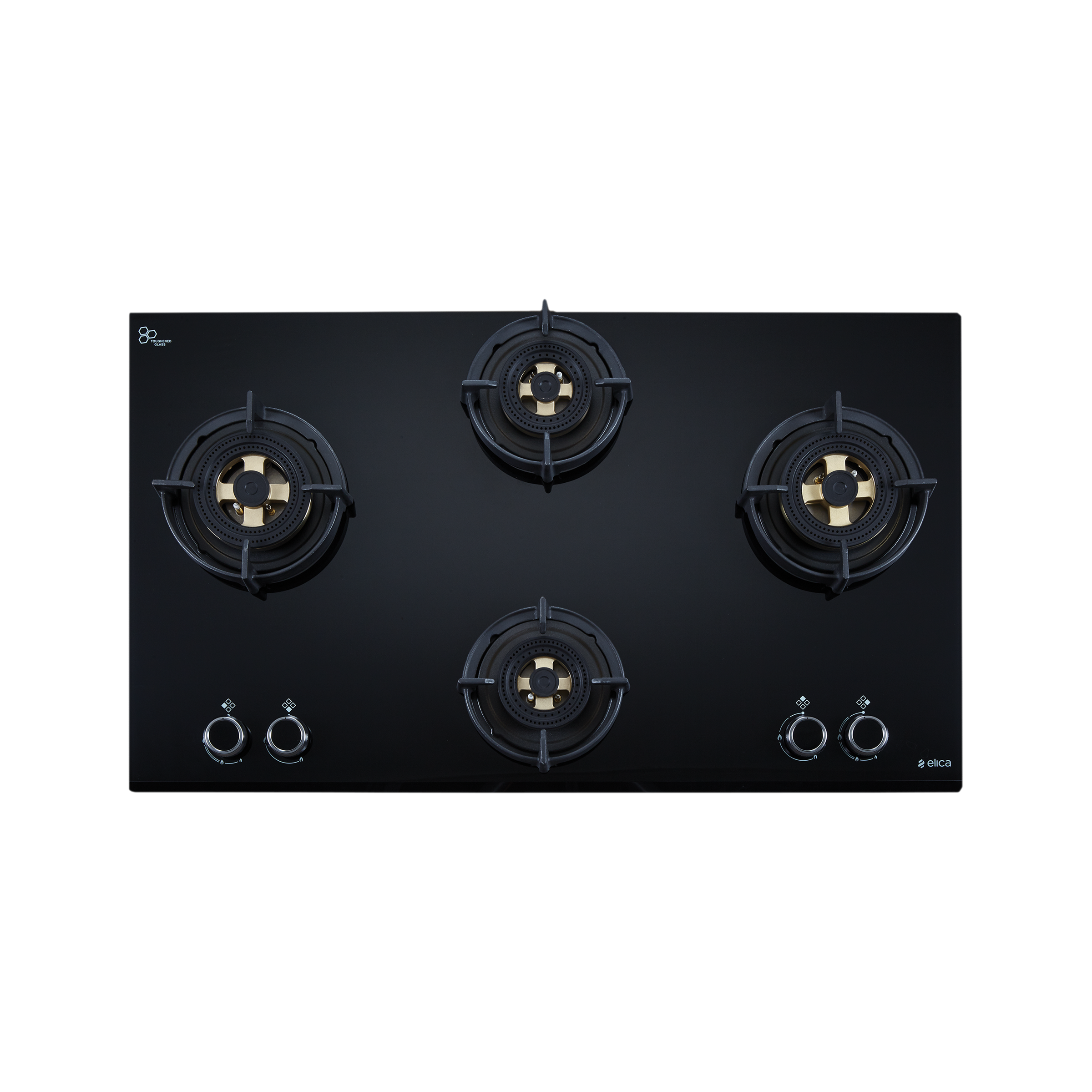 Elica DFS FB MFC 4B 91 DX Glass Top 4 Burner Automatic Hob (Round Enamelled Grid, Black)_1