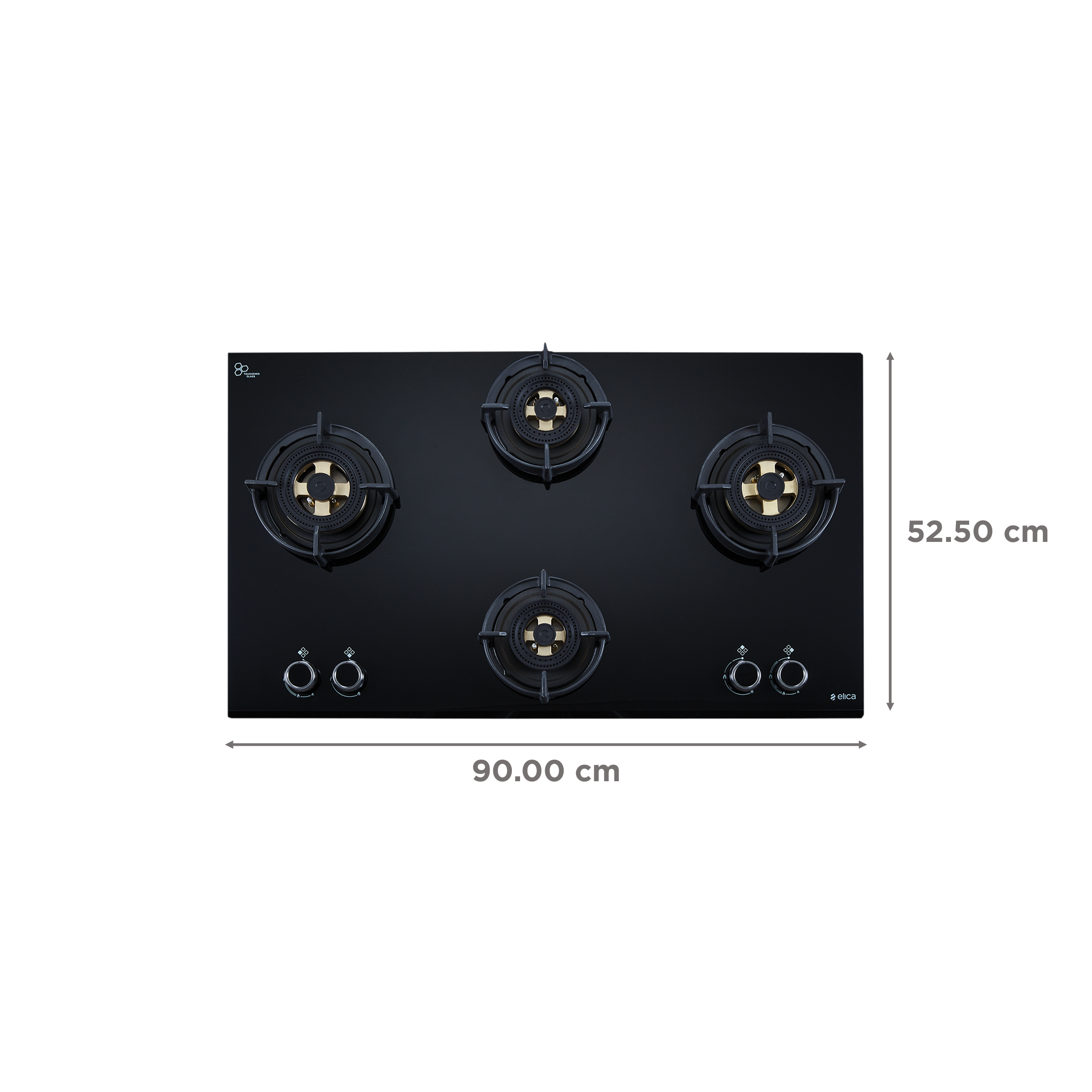 Elica DFS FB MFC 4B 91 DX Glass Top 4 Burner Automatic Hob (Round Enamelled Grid, Black)_2