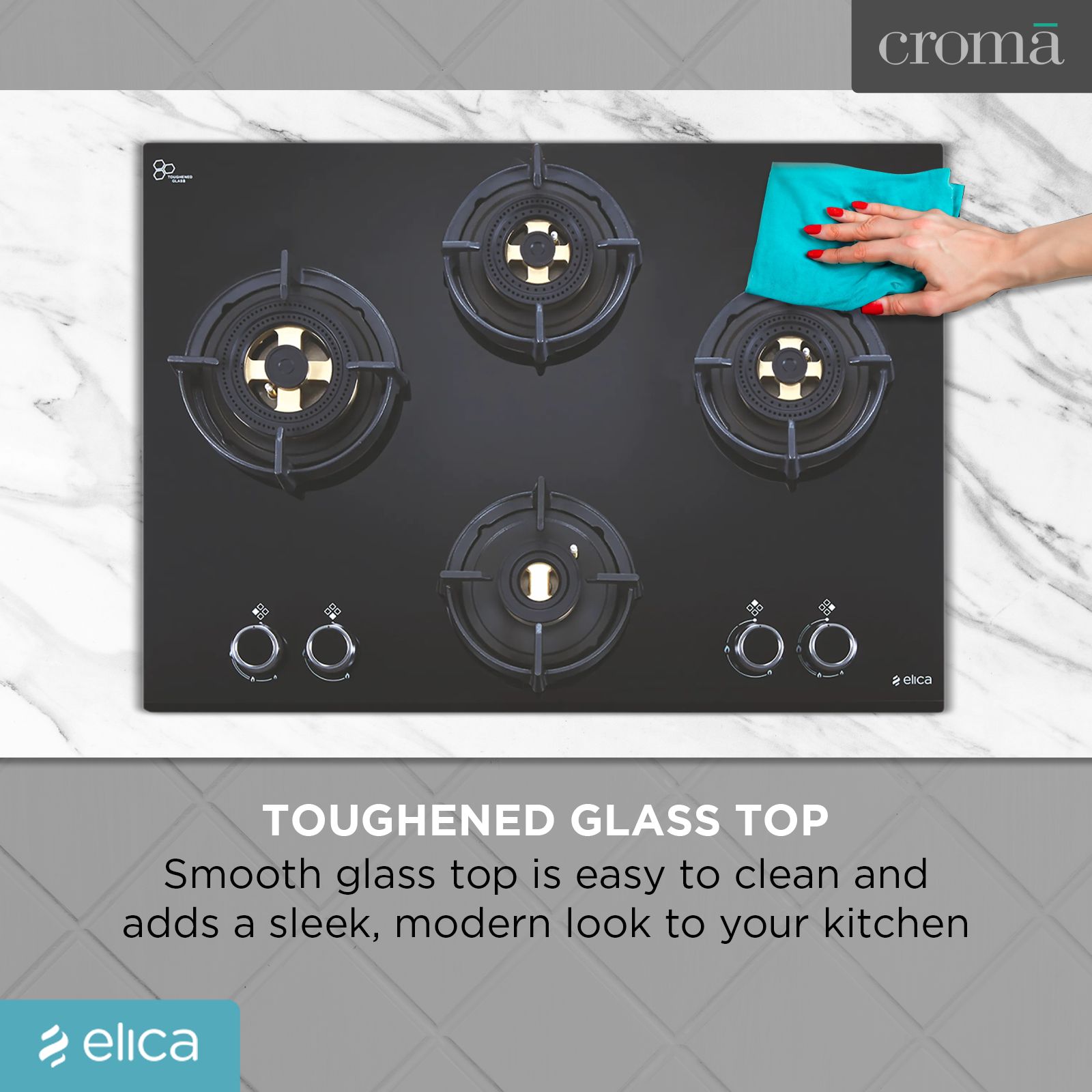 Elica DFS FB MFC 4B 70 FFD 4 Burner Automatic Hob (Multi Flame Control, Black)_6