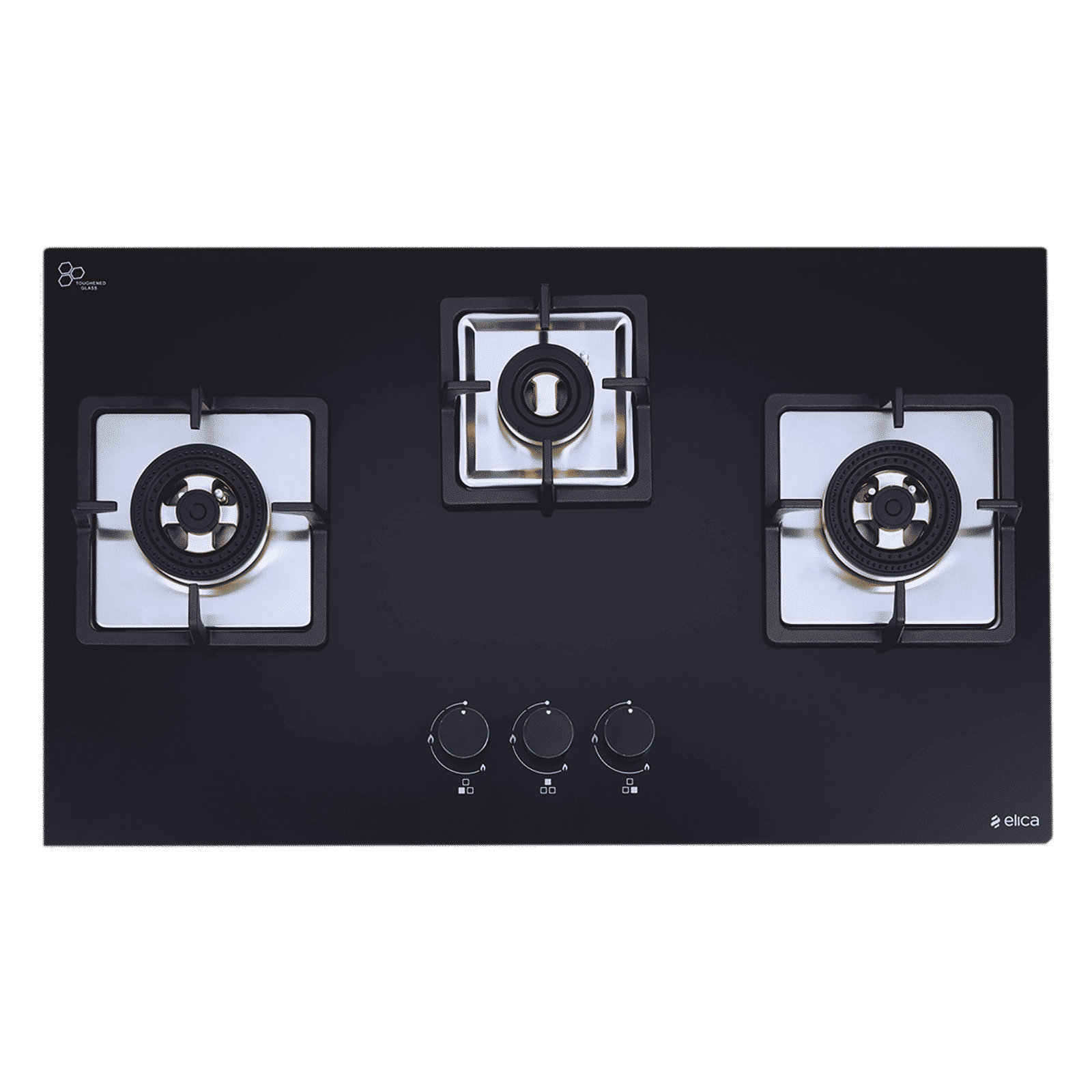 Elica IND FLEXI FB 375 DX DFS Glass Top 3 Burner Automatic Electric Hob (Cast Iron Grid, Black) Elica IND FLEXI FB 375 DX DFS Glass Top 3 Burner Automatic Electric Hob (Cast Iron Grid, Black)_1