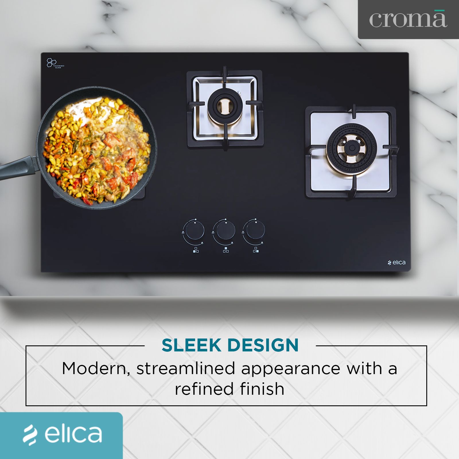 Elica IND FLEXI FB 375 DX DFS Glass Top 3 Burner Automatic Electric Hob (Cast Iron Grid, Black) Elica IND FLEXI FB 375 DX DFS Glass Top 3 Burner Automatic Electric Hob (Cast Iron Grid, Black)_16
