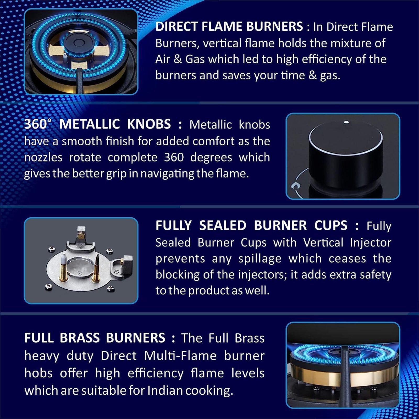 Elica IND FLEXI FB 470 DX DFS Glass Top 4 Burner Automatic Electric Hob (360 Degree Revolving Nozzle, Black)_9