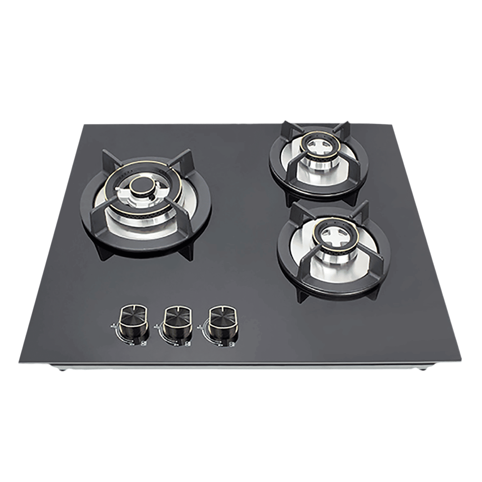 Kutchina Flamma 3B Eco 60 Tempered Glass Top 3 Burner Automatic Electric Hob (Multi Flame Burner, Black)_1