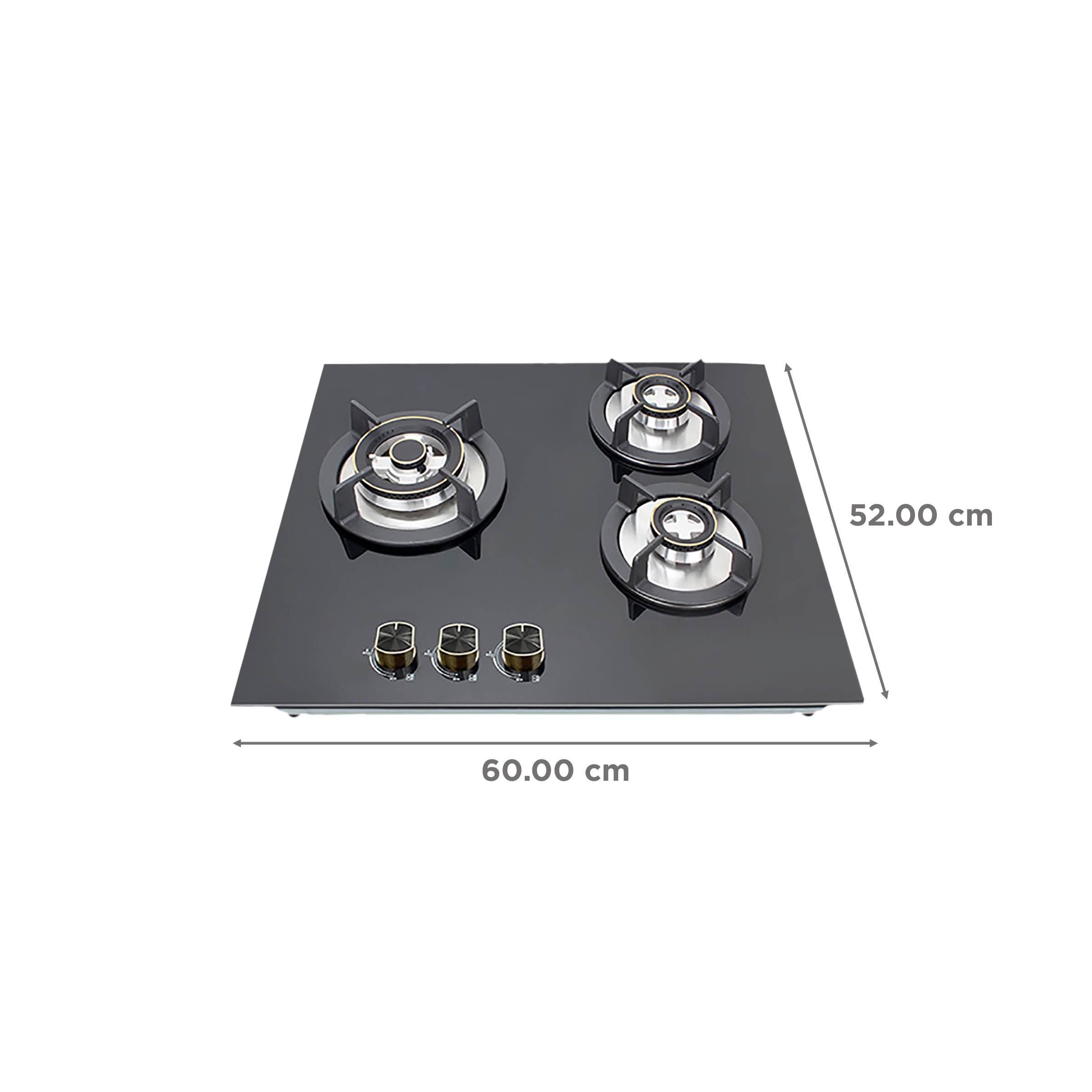 Kutchina Flamma 3B Eco 60 Tempered Glass Top 3 Burner Automatic Electric Hob (Multi Flame Burner, Black)_2