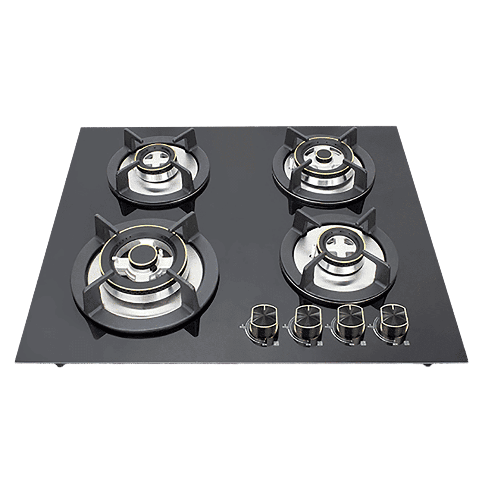 Kutchina Flamma 4B Eco 60 Tempered Glass Top 4 Burner Automatic Hob (Multi Flame Burner, Black)_1