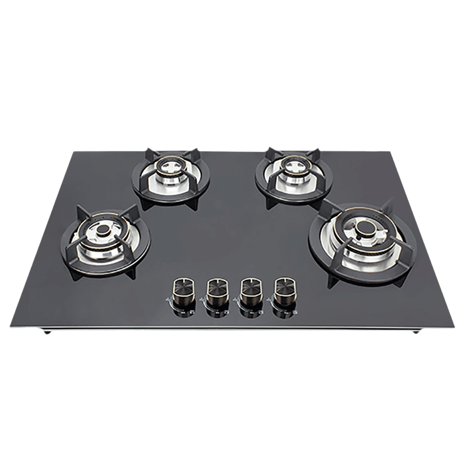 Kutchina Flamma 4B Eco 78 Tempered Glass Top 4 Burner Automatic Hob (Multi Flame Burner, Black)_1
