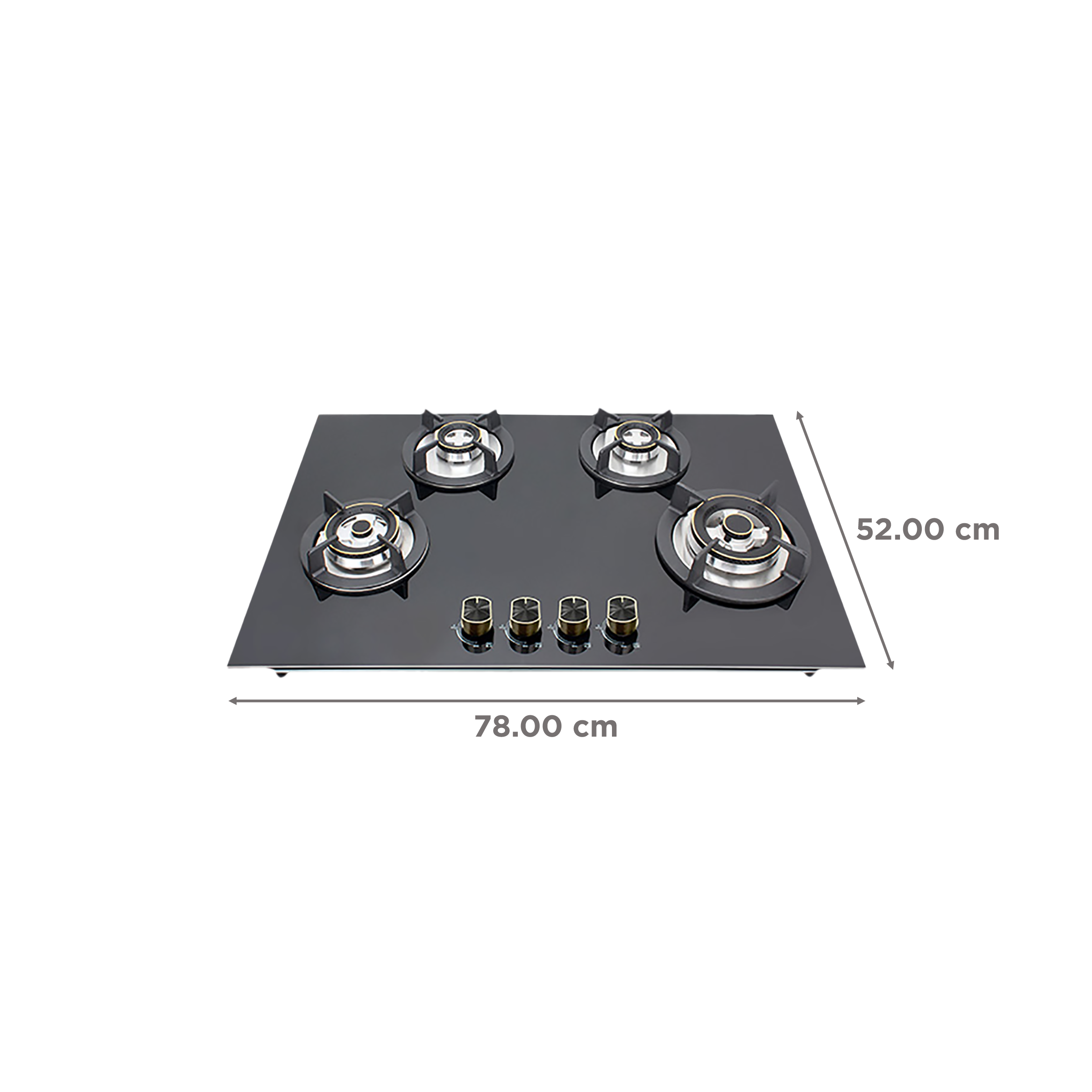 Kutchina Flamma 4B Eco 78 Tempered Glass Top 4 Burner Automatic Hob (Multi Flame Burner, Black)_2
