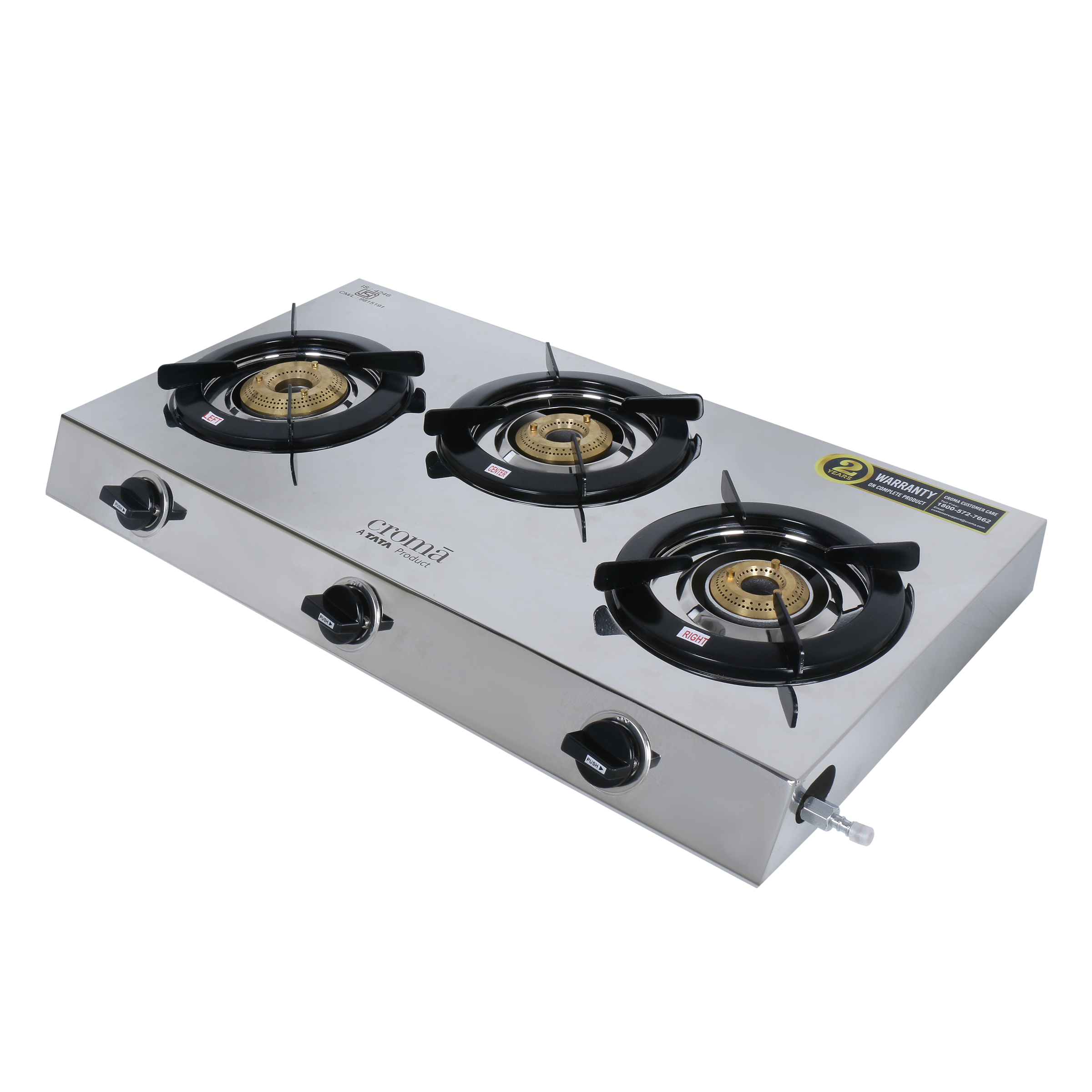 Croma 3 Burner Manual Gas Stove (Stainless Steel, Silver)_7
