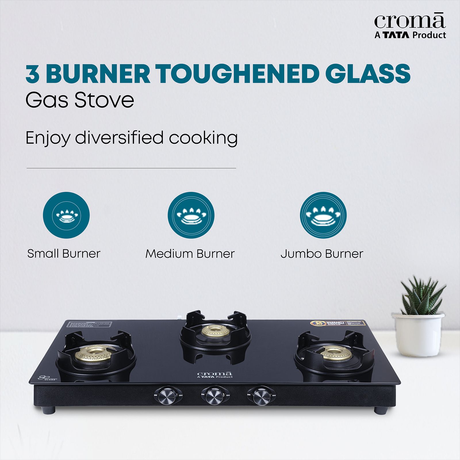 Croma Toughened Glass Top 3 Burner Manual Gas Stove (Rust Proof, Black) Croma Toughened Glass Top 3 Burner Manual Gas Stove (Rust Proof, Black)_10