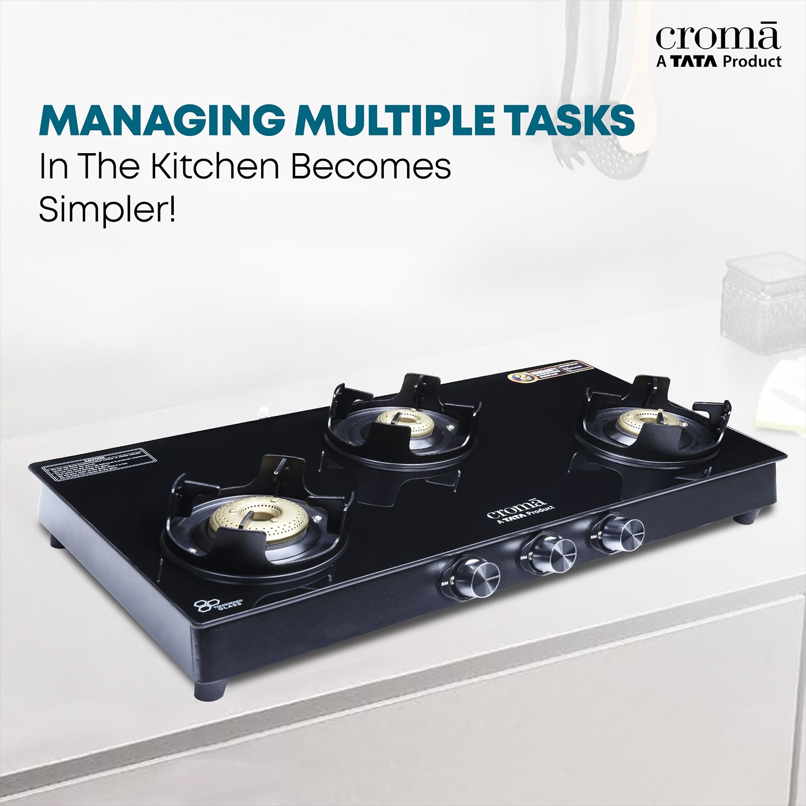 Croma Toughened Glass Top 3 Burner Manual Gas Stove (Rust Proof, Black) Croma Toughened Glass Top 3 Burner Manual Gas Stove (Rust Proof, Black)_12