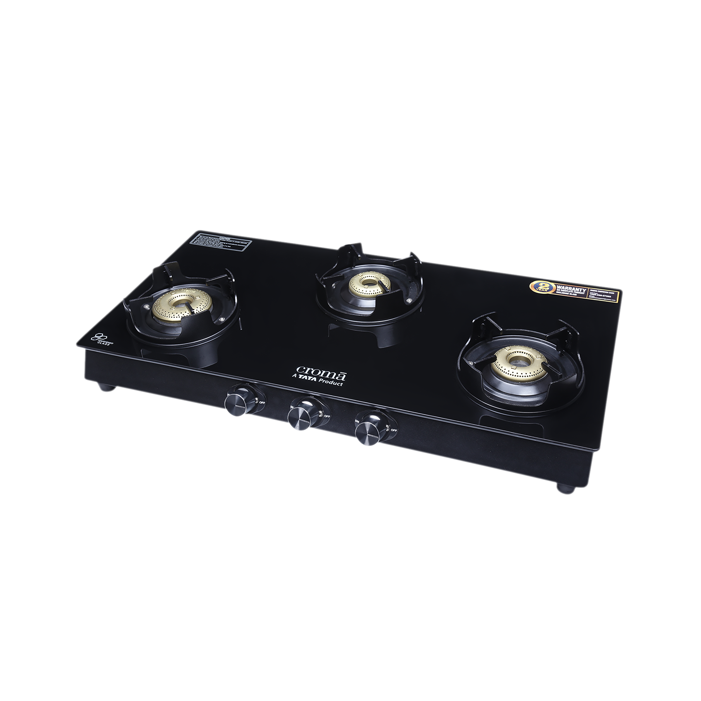 Croma Toughened Glass Top 3 Burner Manual Gas Stove (Rust Proof, Black) Croma Toughened Glass Top 3 Burner Manual Gas Stove (Rust Proof, Black)_6