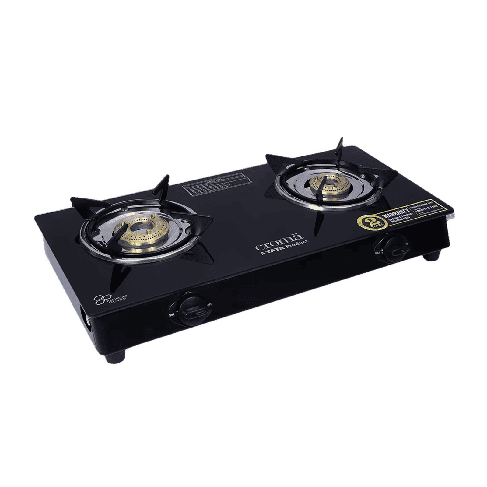 Croma Classic Toughened Glass Top 2 Burner Manual Gas Stove (ISI Certified, Black)_13