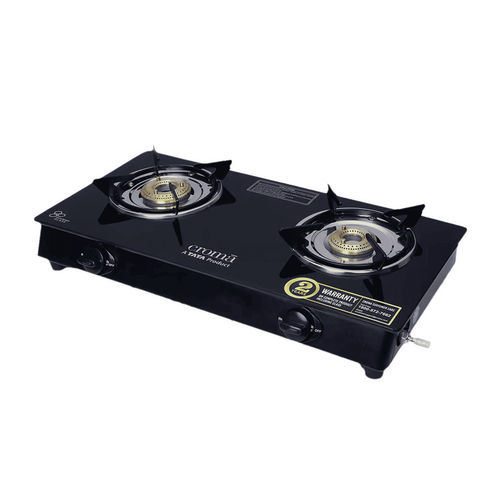 Croma Classic Toughened Glass Top 2 Burner Manual Gas Stove (ISI Certified, Black)_14