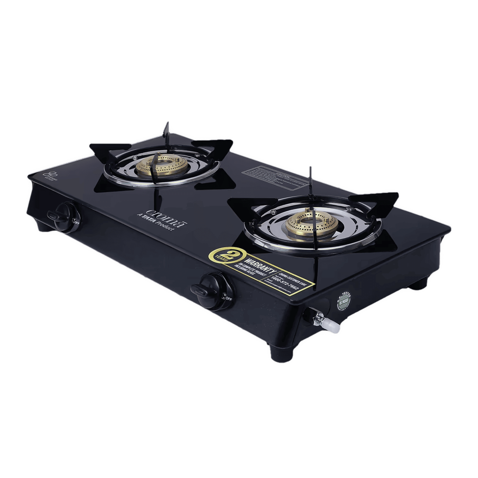 Croma Classic Toughened Glass Top 2 Burner Manual Gas Stove (ISI Certified, Black)_10