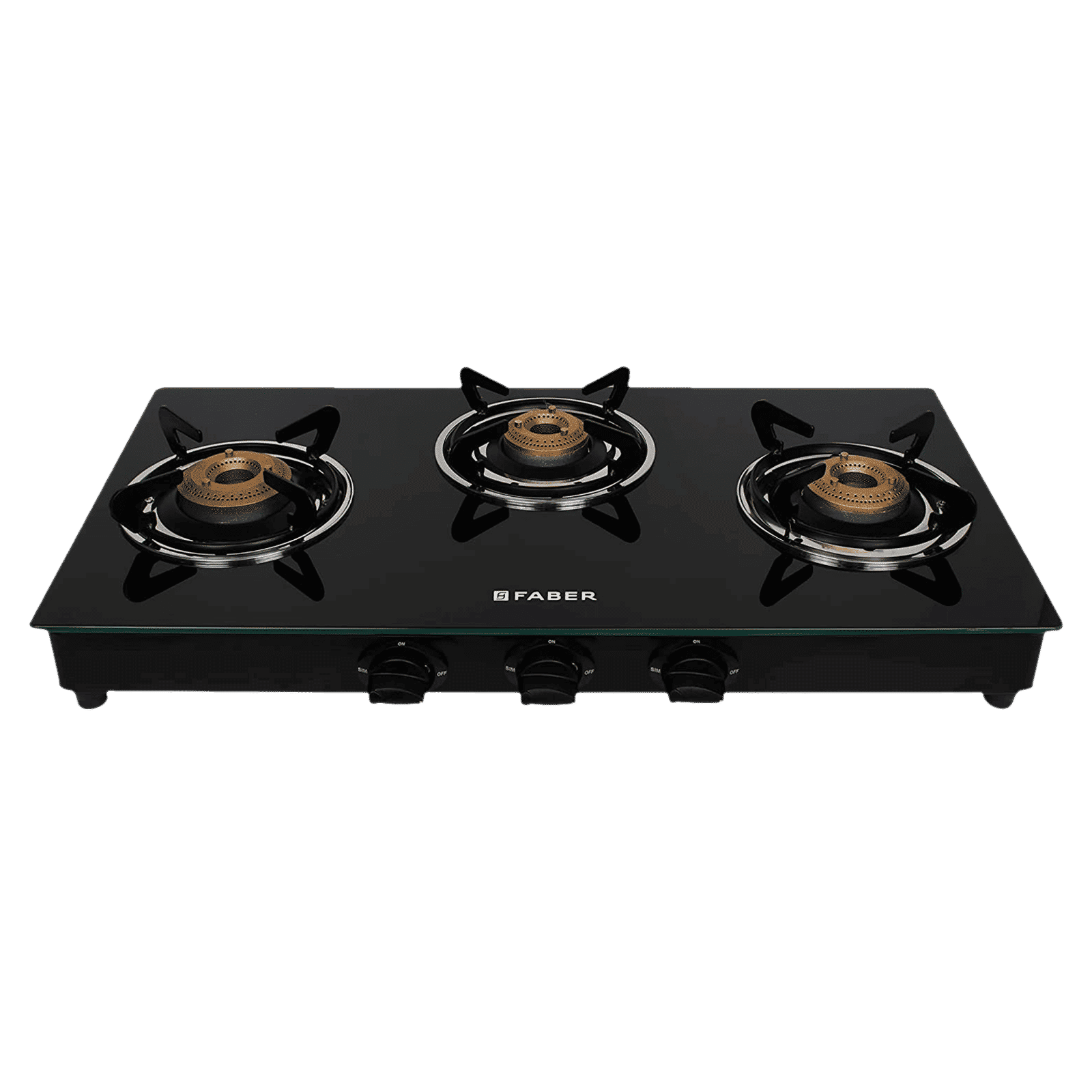 Faber Marvel 3BB BK Tempered Glass Top 3 Burner Manual Gas Stove (Scratch Resistant, Black)_1