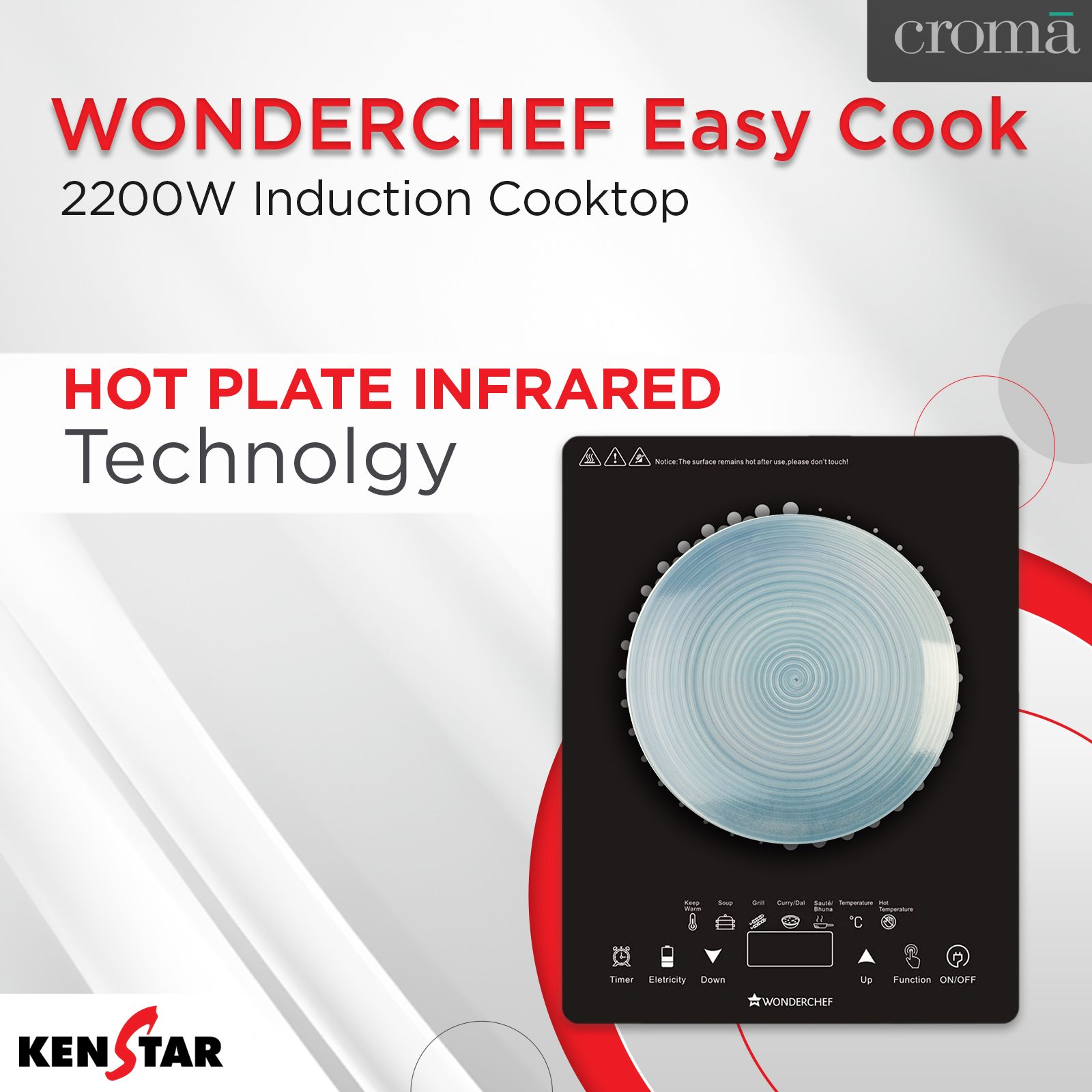 WONDERCHEF Easy Cook 2200W Induction Cooktop with 4 Preset Menus WONDERCHEF Easy Cook 2200W Induction Cooktop with 4 Preset Menus_12
