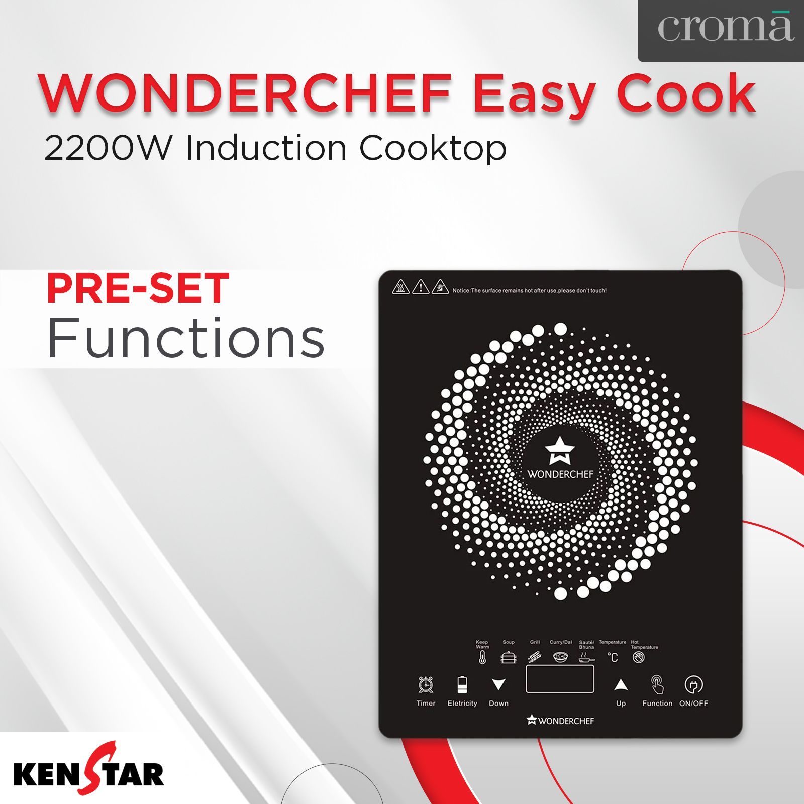 WONDERCHEF Easy Cook 2200W Induction Cooktop with 4 Preset Menus WONDERCHEF Easy Cook 2200W Induction Cooktop with 4 Preset Menus_16