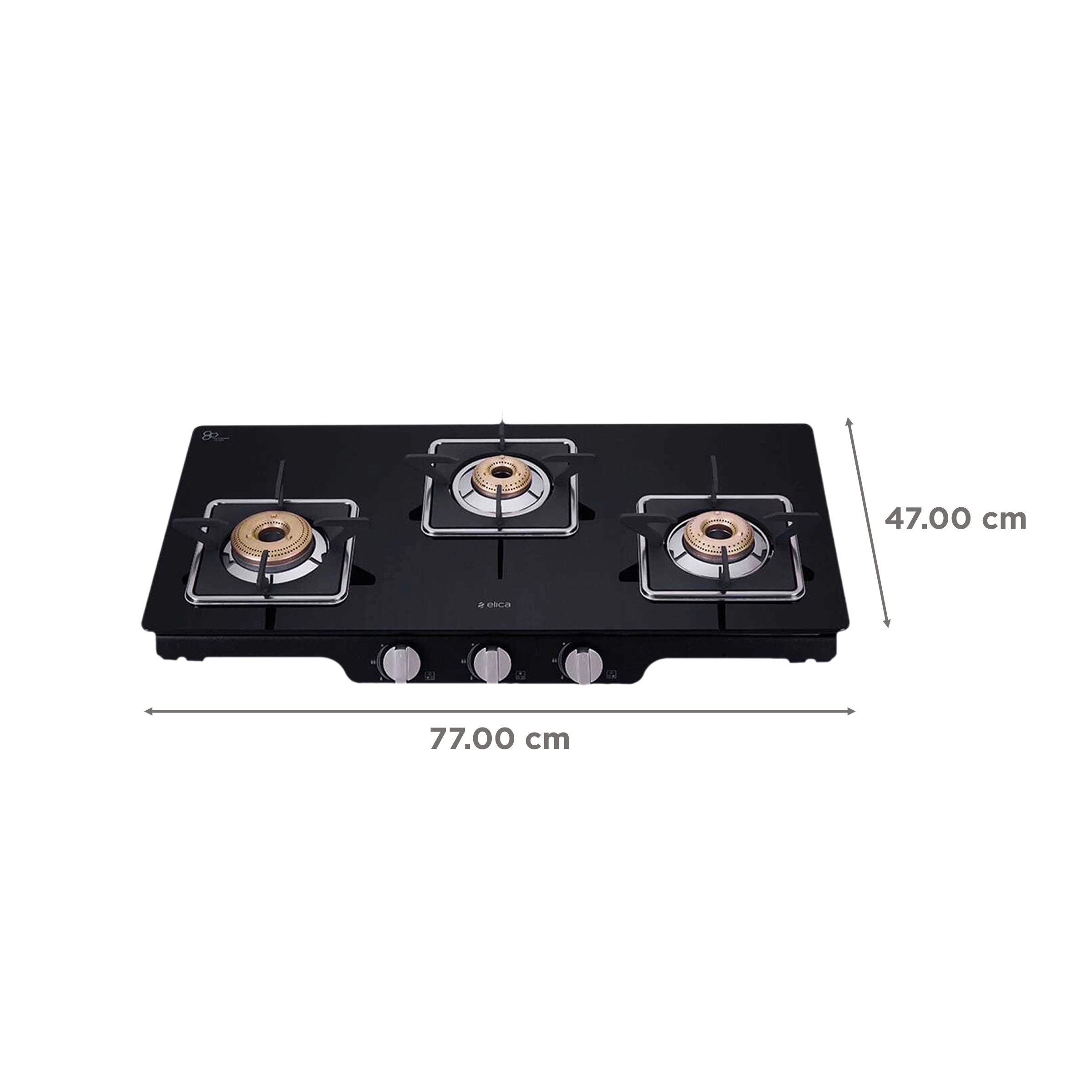 Elica Patio ICT 773 BLK SPF SERIES Glass Top 3 Burner Manual Gas Stove (Square Grid, Black) Elica Patio ICT 773 BLK SPF SERIES Glass Top 3 Burner Manual Gas Stove (Square Grid, Black)_2