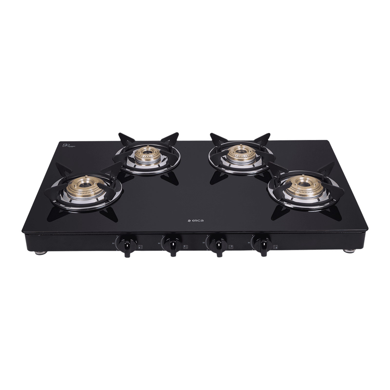 elica 774 CT VETRO 2J (DT SERIES) Glass Top 4 Burner Manual Gas Stove (Round Eurocoated Grids, Black)_1