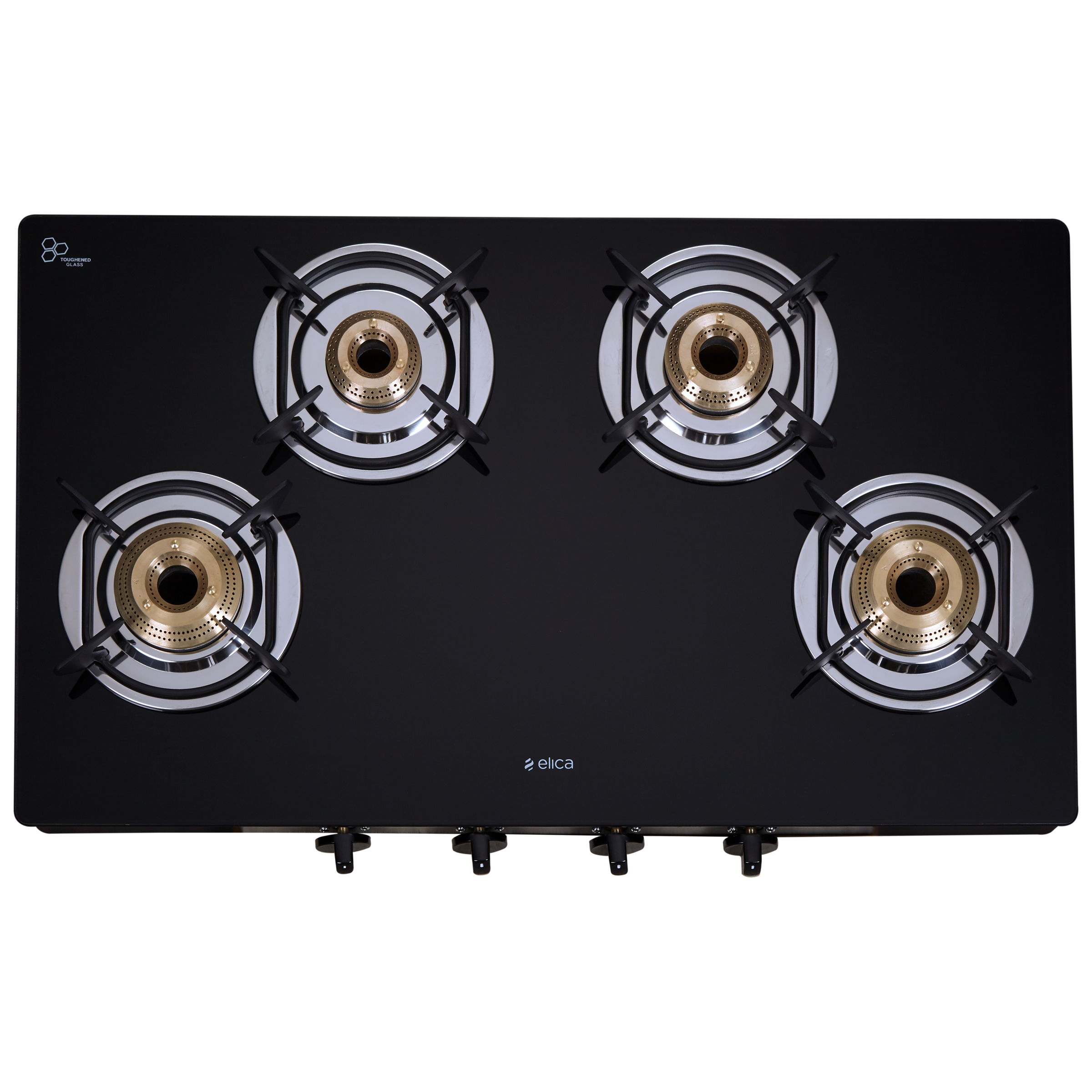 Elica 774 CT DT VETRO 2J Toughened Glass Top 4 Burner Automatic Gas Stove (Durable & Long-Lasting, Black)_1
