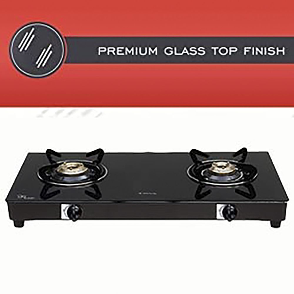 Elica 662 CT VETRO 1J Toughened Glass Top 2 Burner Manual Gas Stove (Round Euro Coated Grid, Black)_7