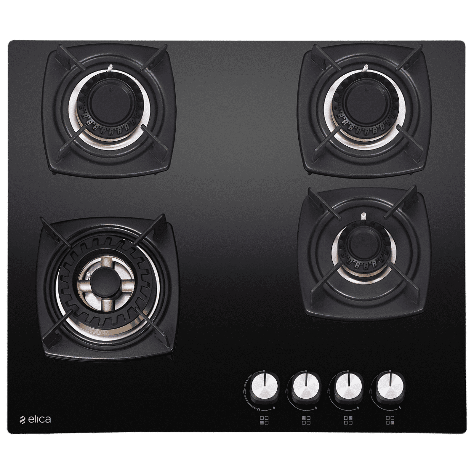 Elica DT FB MFC 4B 60 SWIRL Glass Top 4 Burner Automatic Electric Hob (Cast Iron Grid, Black)_1