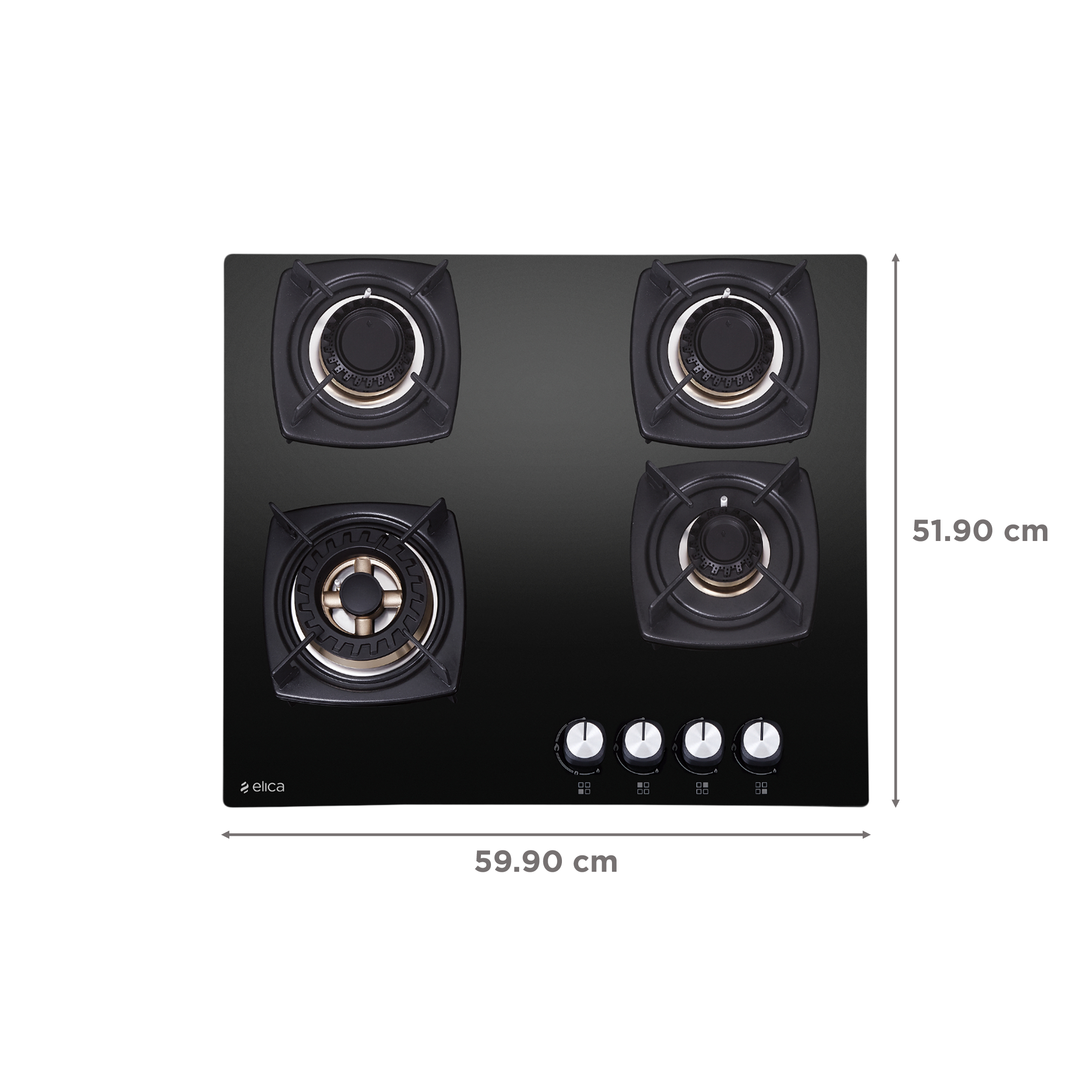 Elica DT FB MFC 4B 60 SWIRL Glass Top 4 Burner Automatic Electric Hob (Cast Iron Grid, Black)_2