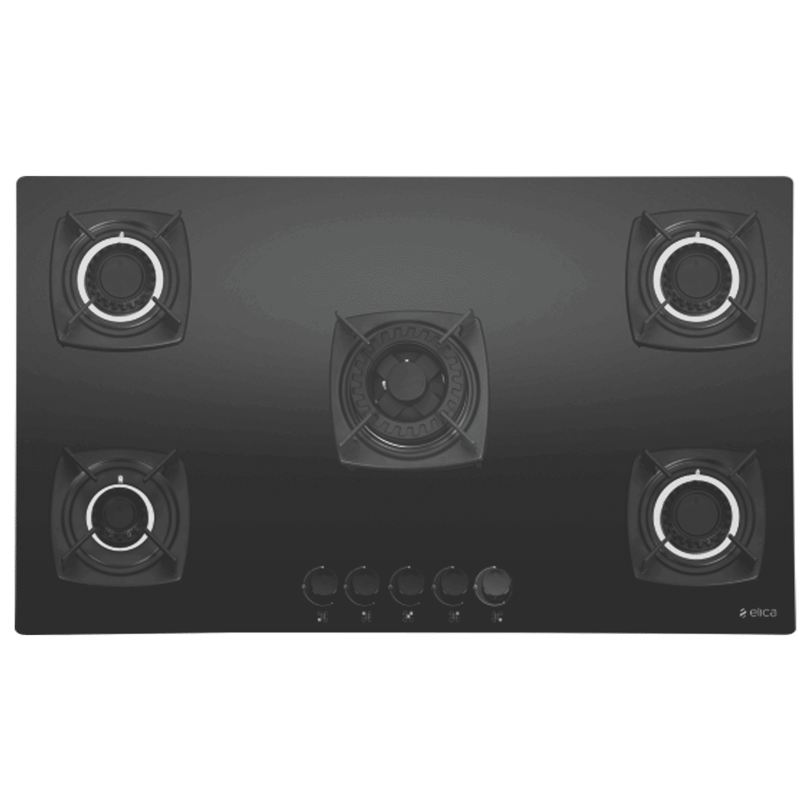 Elica DT FB MFC 5B 90 SWIRL Glass Top 5 Burner Automatic Electric Hob (Cast Iron Grid, Black)_1