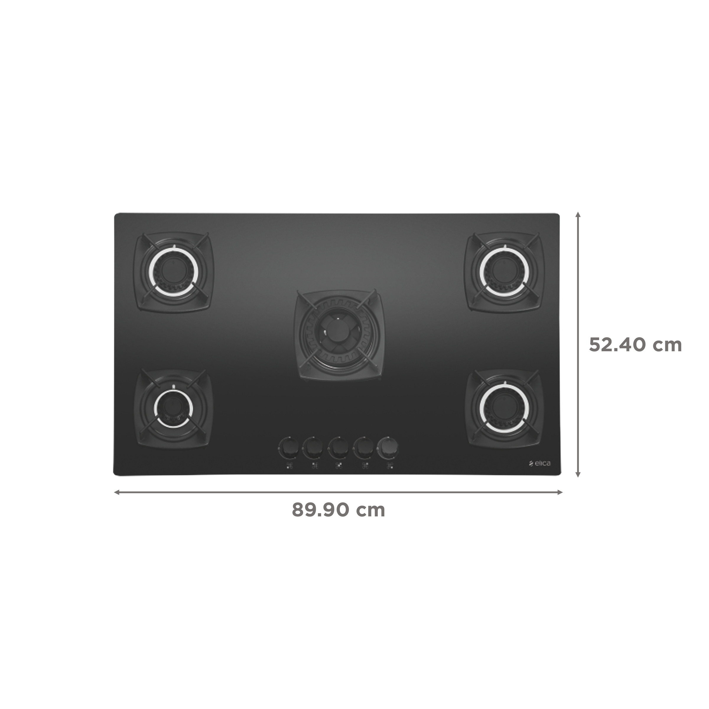 Elica DT FB MFC 5B 90 SWIRL Glass Top 5 Burner Automatic Electric Hob (Cast Iron Grid, Black)_2