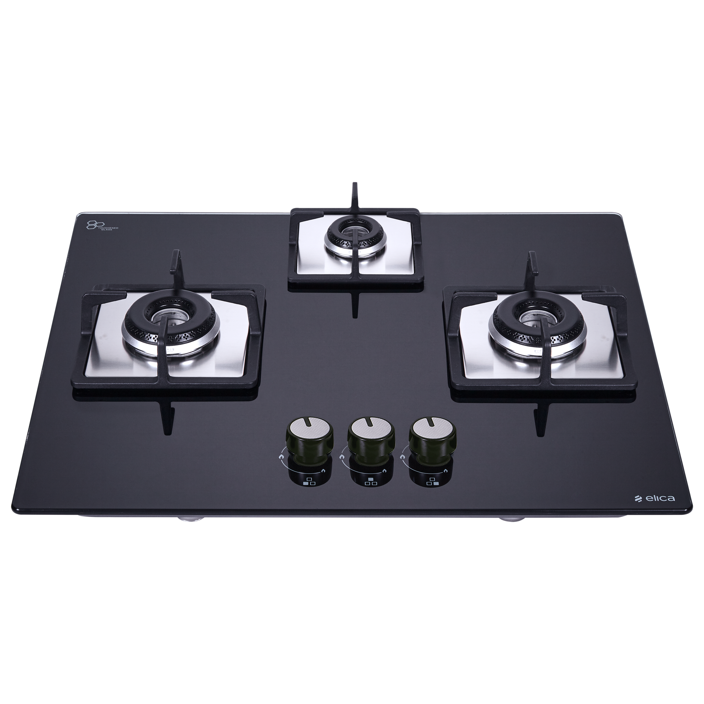 Elica FLEXI HCT 360 DX LOTUS BK 3 Burner Automatic Electric Hob (Cast Iron Grid, Black)_1