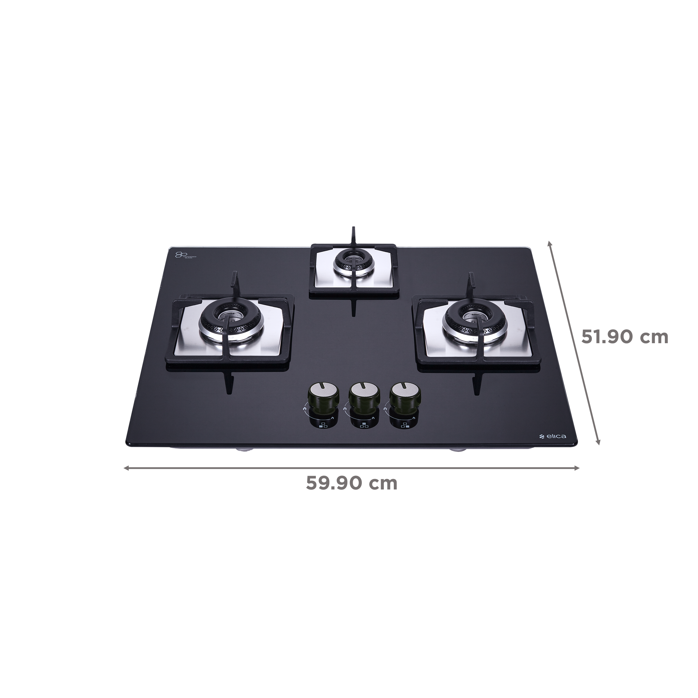 Elica FLEXI HCT 360 DX LOTUS BK 3 Burner Automatic Electric Hob (Cast Iron Grid, Black)_2