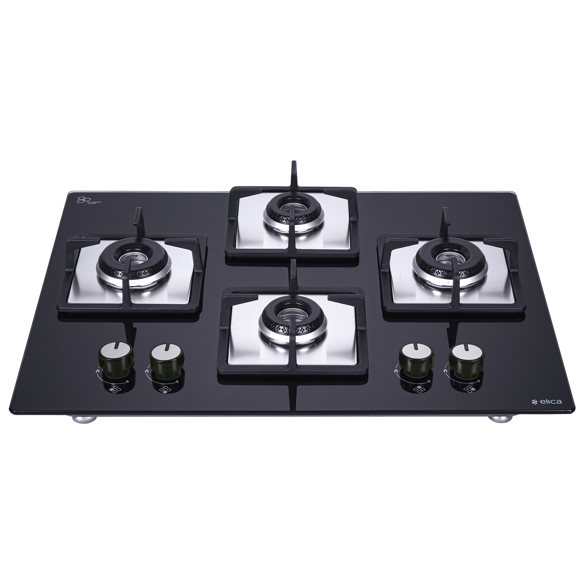 Elica FLEXI HCT 460 DX LOTUS BK 4 Burner Automatic Hob (Cast Iron Grid, Black)_1