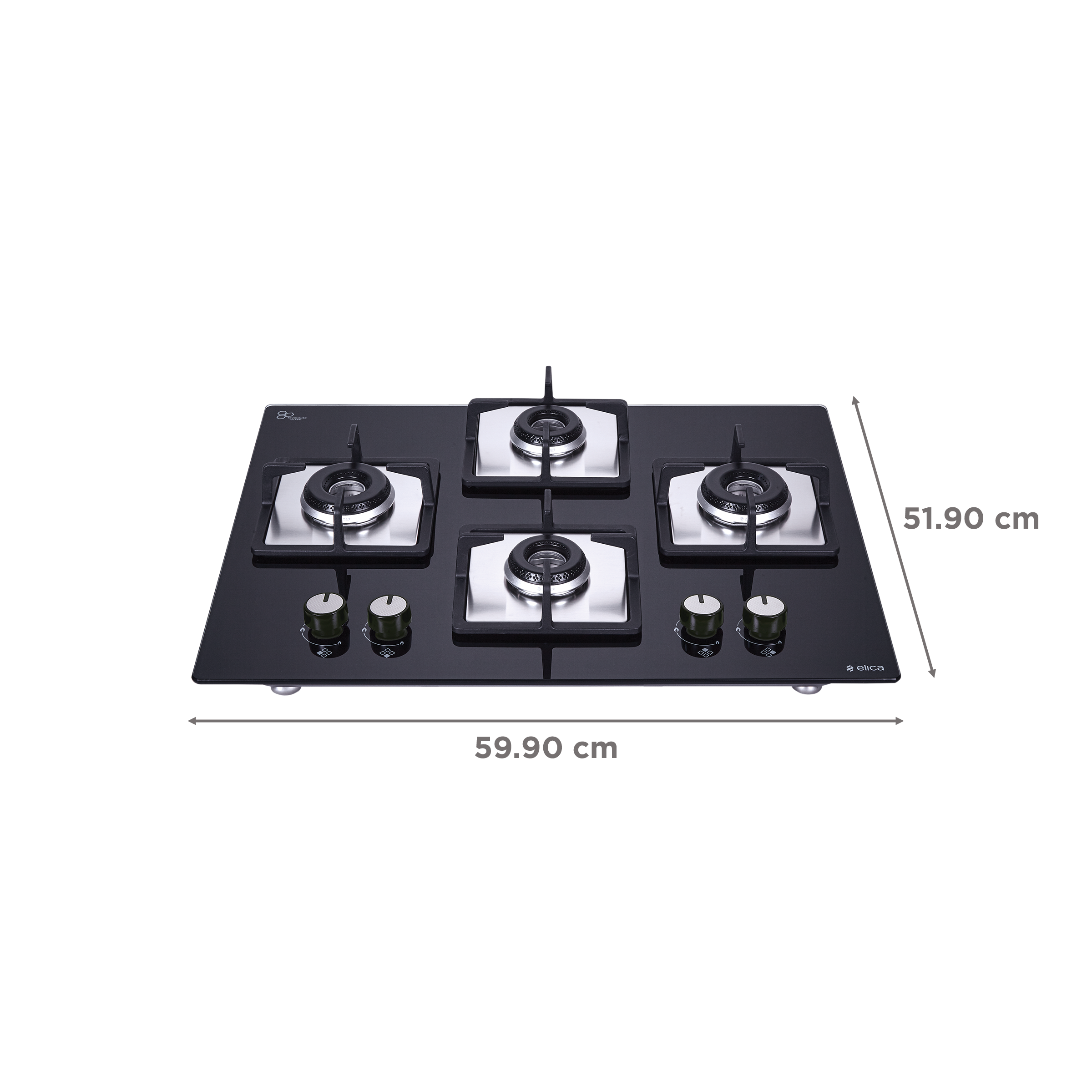 Elica FLEXI HCT 460 DX LOTUS BK 4 Burner Automatic Hob (Cast Iron Grid, Black)_2