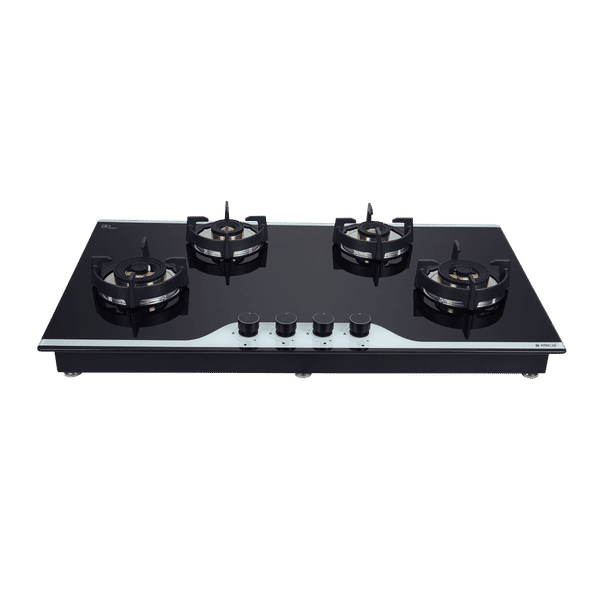 Elica FLEXI DFS FB 490 DX DUAL TONE 4 Burner Automatic Hob (Round Metallic Knob, Black/White)_1