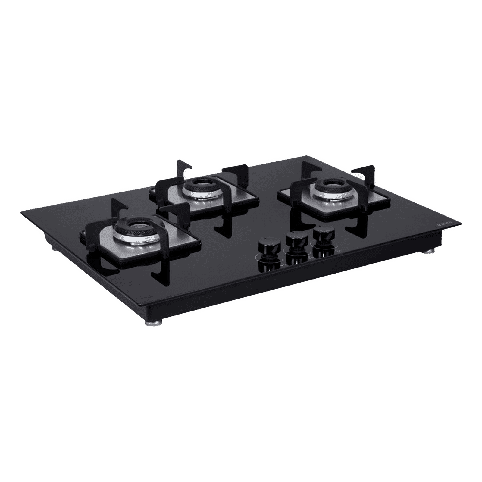 Elica FLEXI HCT 375 DX LOTUS BK DT Toughened Glass Top 3 Burner Automatic Hob (Cast Iron Grid, Black)_1