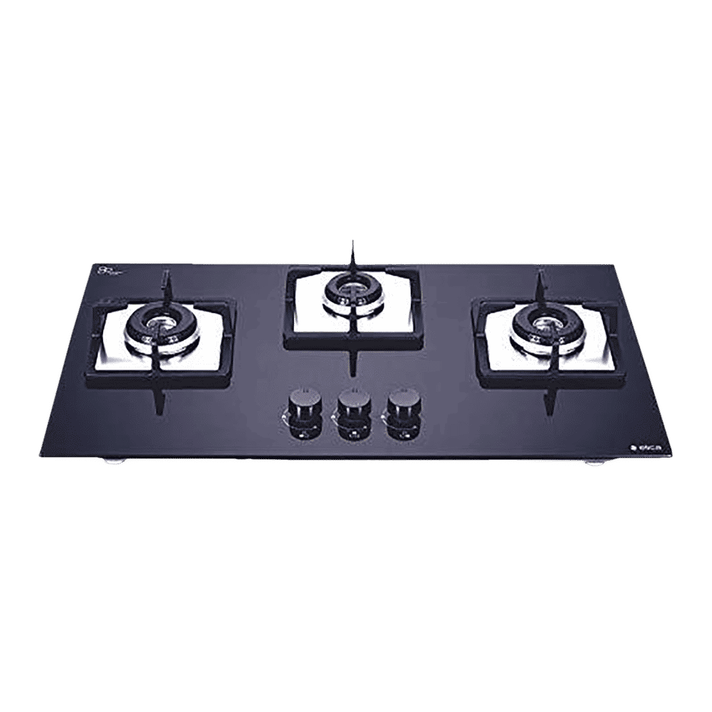 Elica FLEXI HCT 375 DX LOTUS BK DT Toughened Glass Top 3 Burner Automatic Hob (Cast Iron Grid, Black)_8